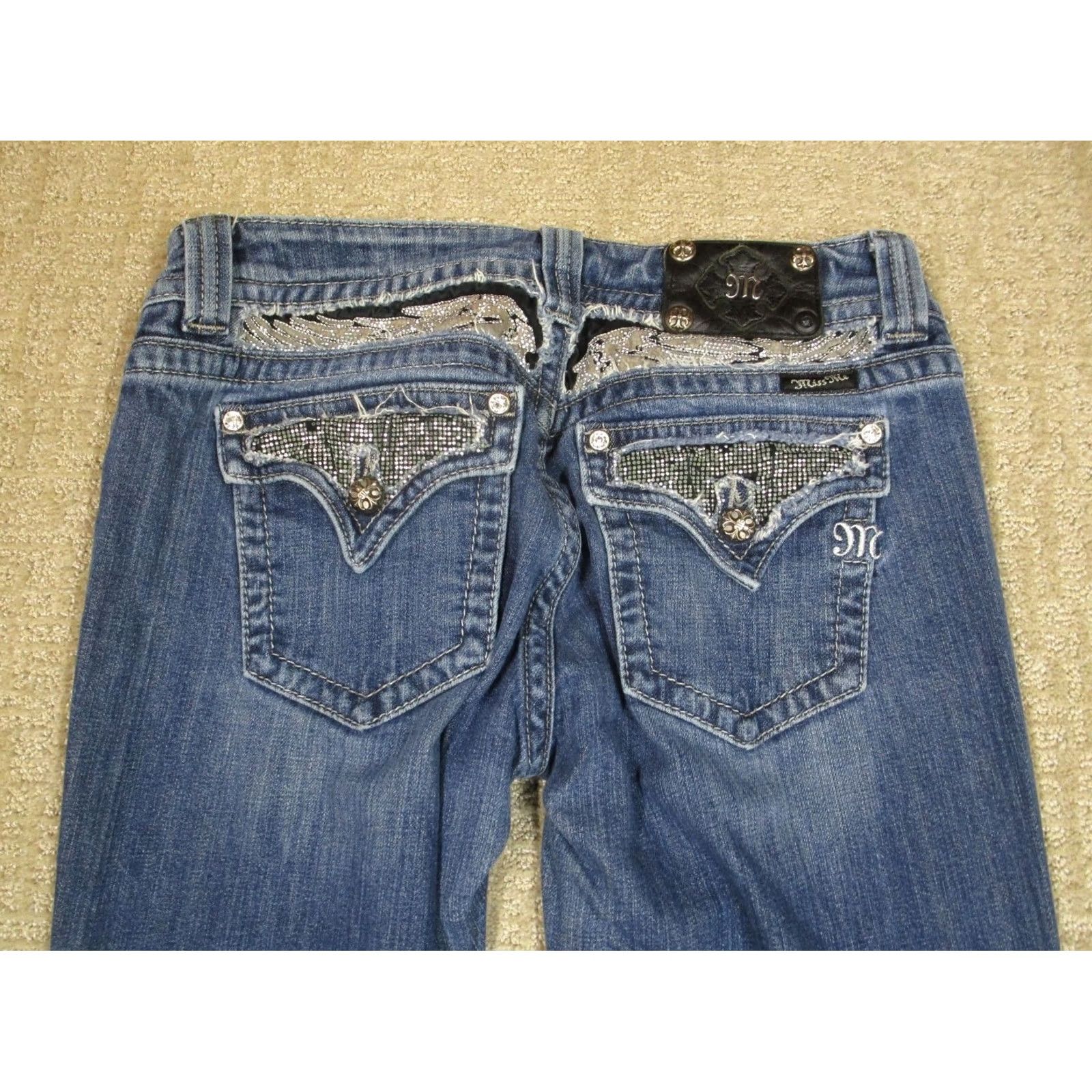 Miss Me Miss Me Jeans Women 30 Blue Low Rise Bootcut Pants Dark Wash Stretch Denim Long Tailored Size 30" / US 8 / IT 44 - 4 Thumbnail