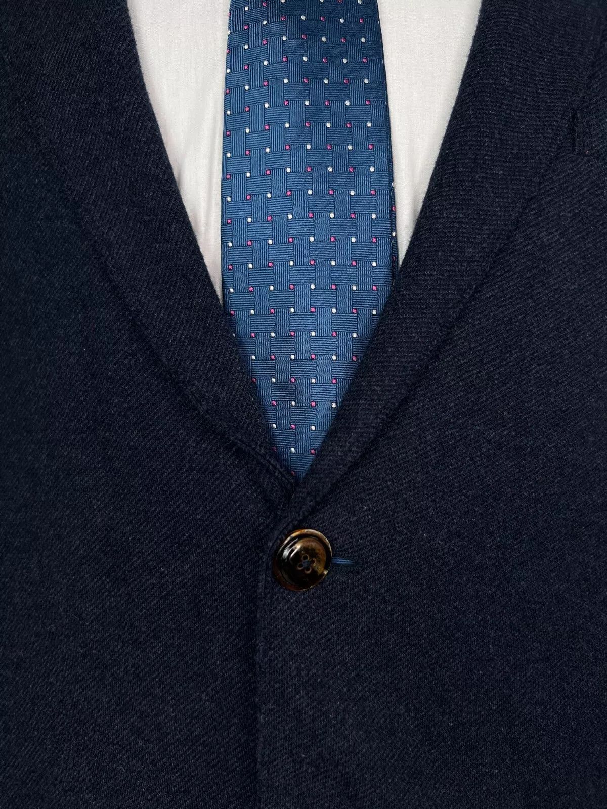 Massimo Dutti Massimo Dutti Navy Blue Unlined Soft Cotton Blazer Jacket Size 40R - 3 Thumbnail