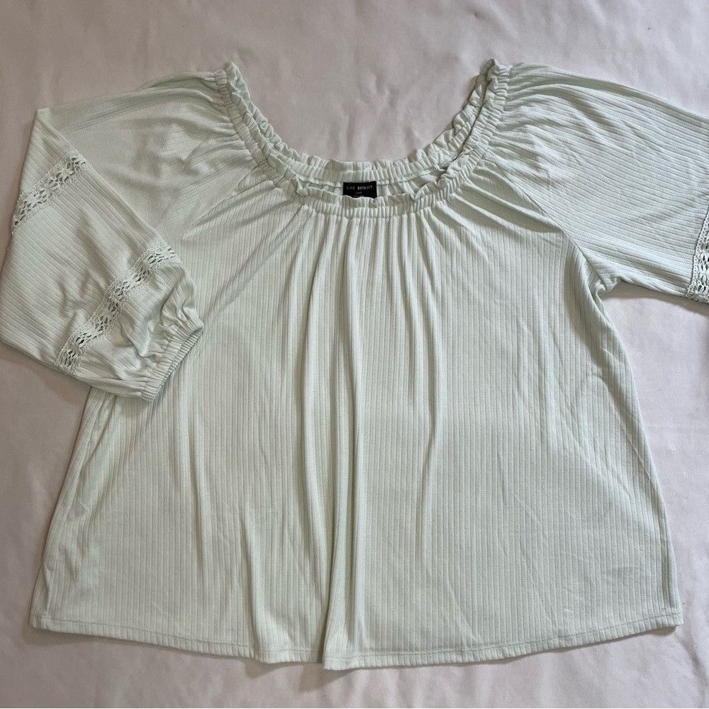 Other NWT New Lane Bryant Light Green Peasant Blouse Size 22/24 Size 4XL / US 24-26 - 4 Thumbnail