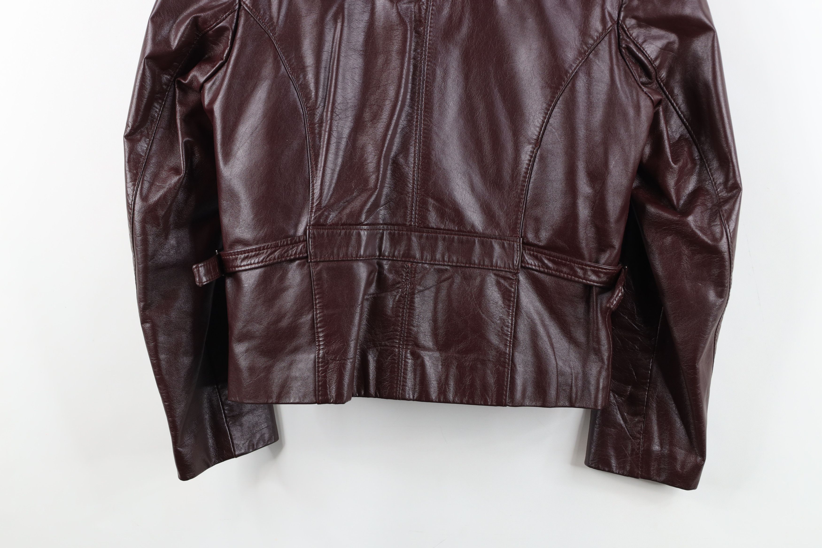 Vintage Vintage 70s Streetwear Buckle Back Leather Jacket Oxblood Size L / US 10 / IT 46 - 16 Thumbnail