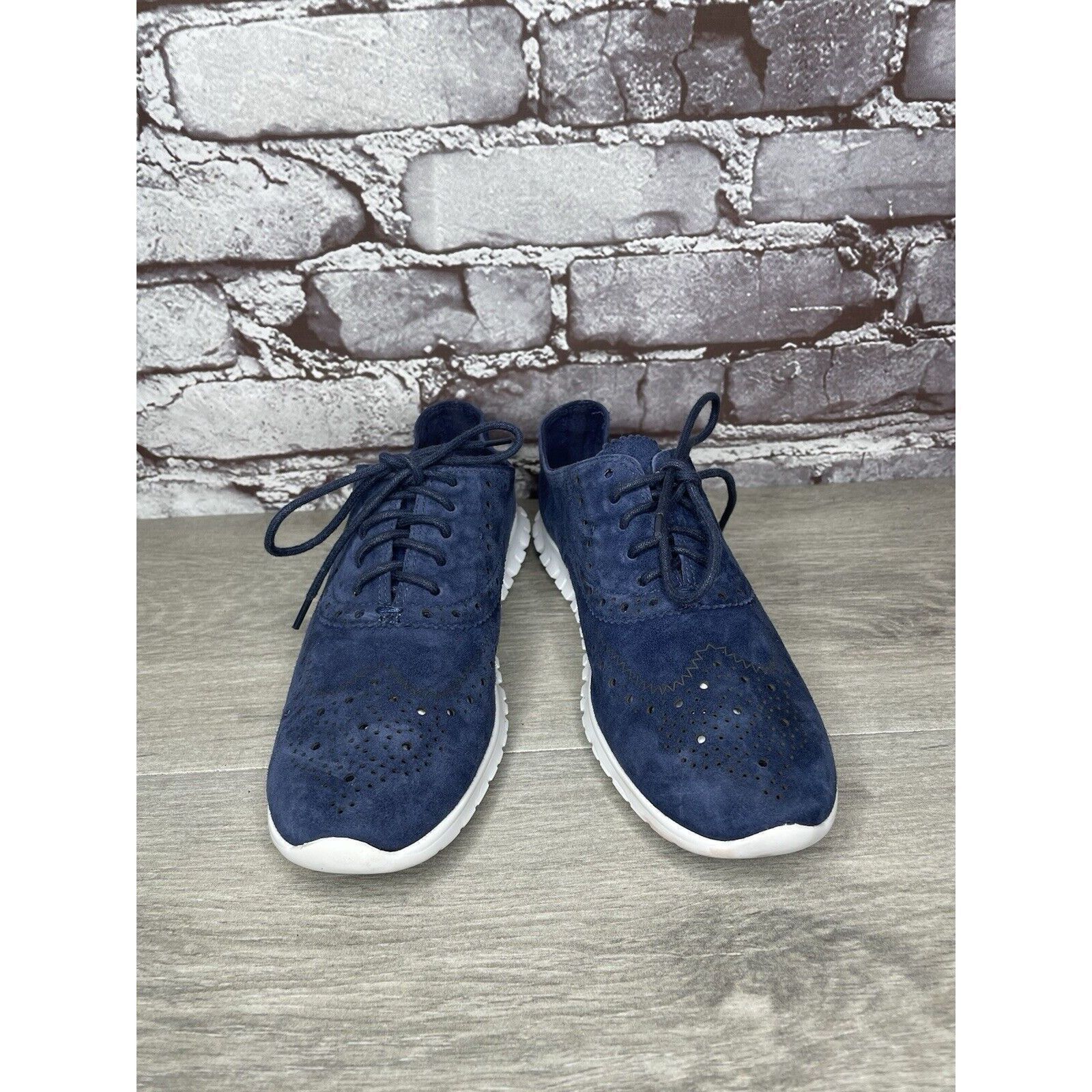 Cole Haan Cole Haan Zerogrand Blue Suede Wingtip Oxfords Women Sz 5.5B Size US 5.5 / IT 35.5 - 3 Thumbnail
