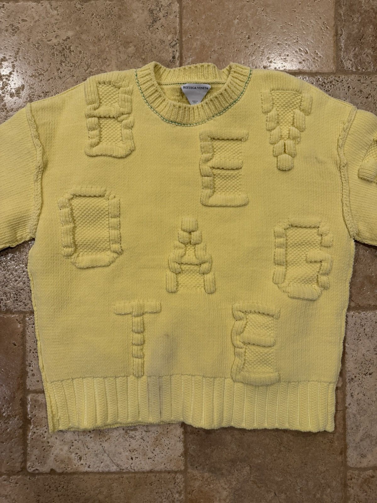 Bottega Veneta Bottega Veneta Yellow Alphabet Chenille Crewneck Sweater Size L / US 10 / IT 46 - 6 Thumbnail