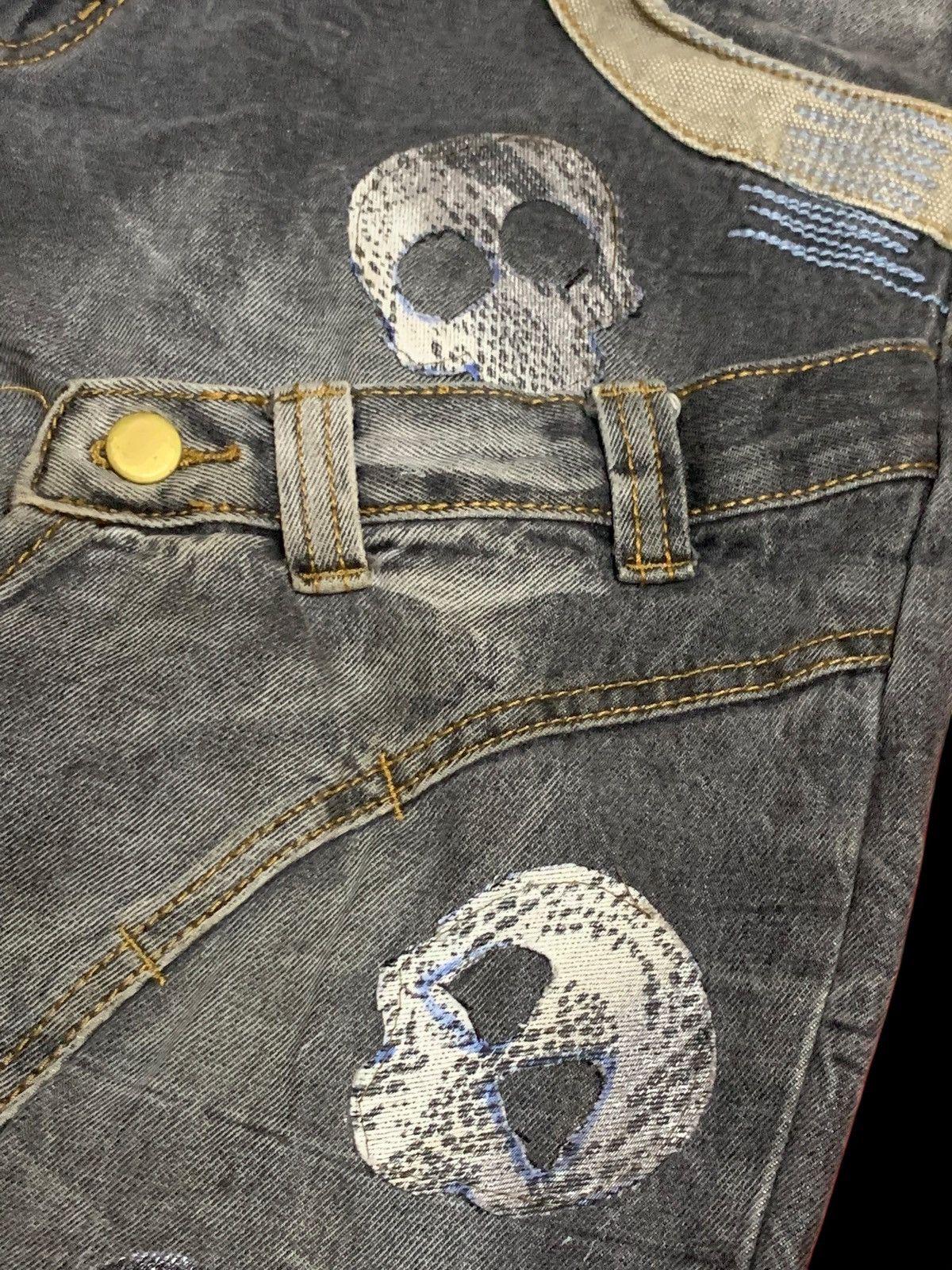 Japanese Brand vintage bondage punk skull head waist half back front Denim Size US 37 - 10 Thumbnail