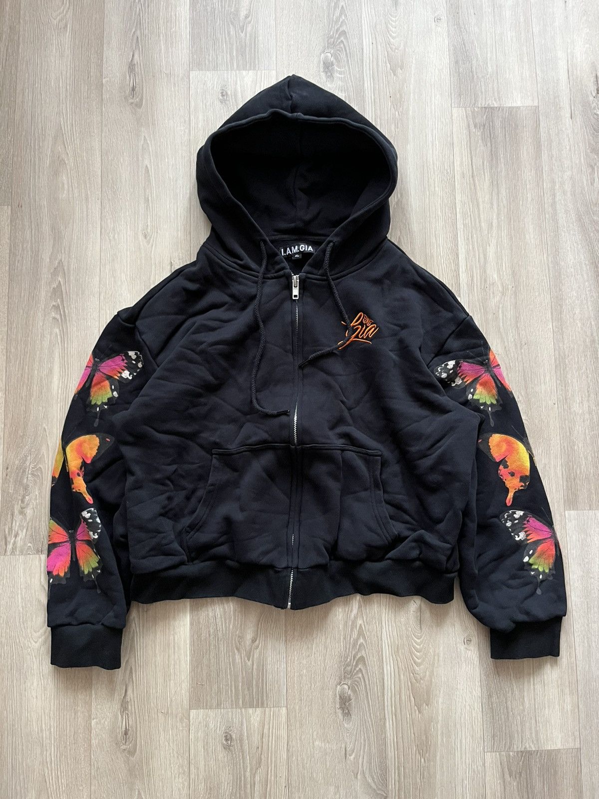 I.AM.GIA × Japanese Brand Heavy Cotton Cropped Boxy Fit Hoodie with Butterfly Size XL / US 12-14 / IT 48-50 - 1 Thumbnail