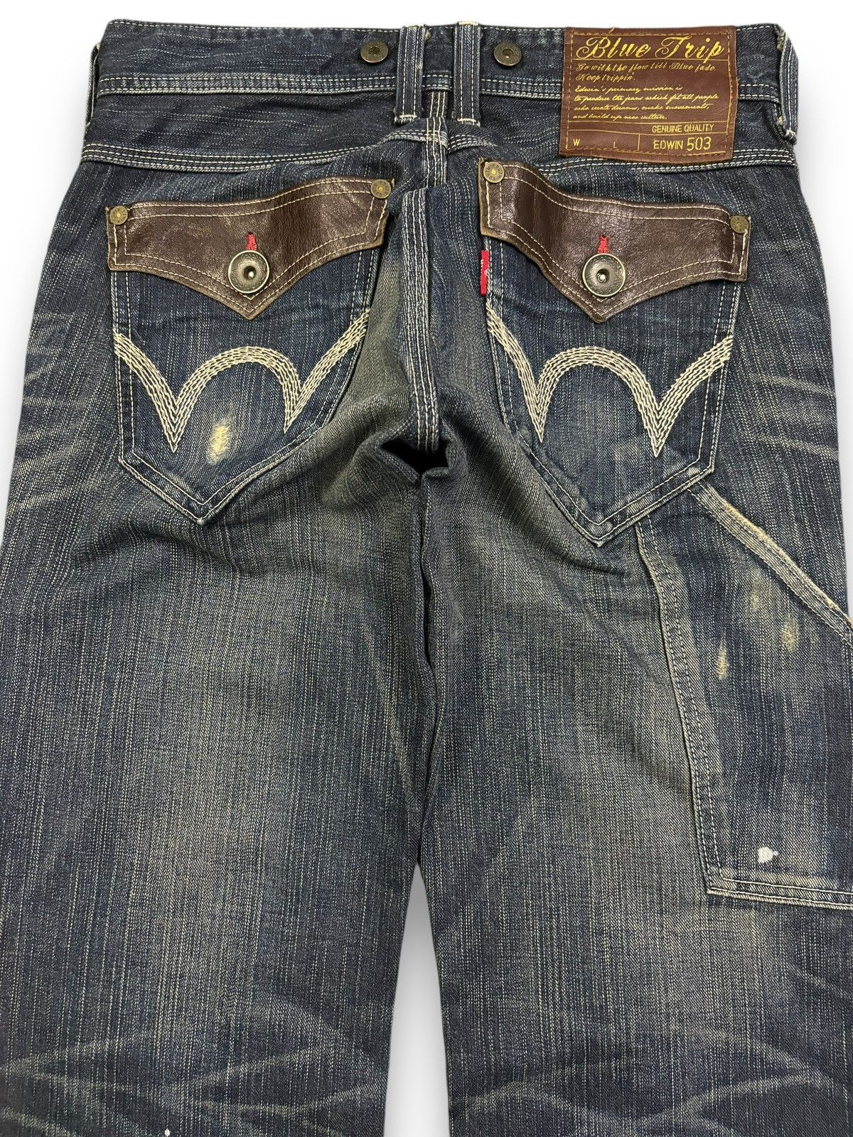 Edwin Y2K Edwin 503 BlueTrip Paint Splatter Baggy Distressed Jeans Size US 30 / EU 46 - 11 Thumbnail