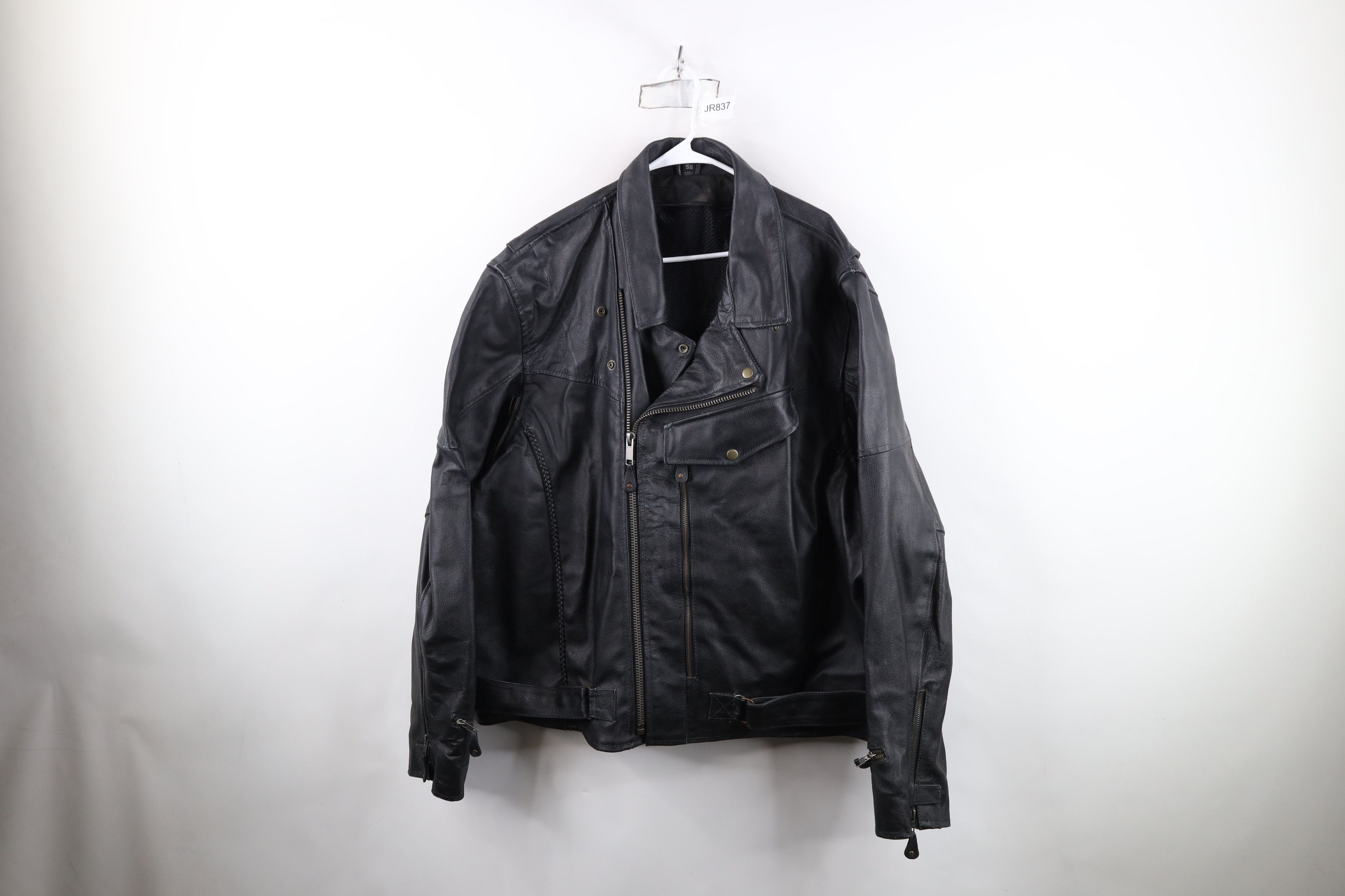 Vintage Vintage 90s Streetwear Heavyweight Leather Motorcycle Jacket Size US XXL / EU 58 / 5 - 1 Thumbnail