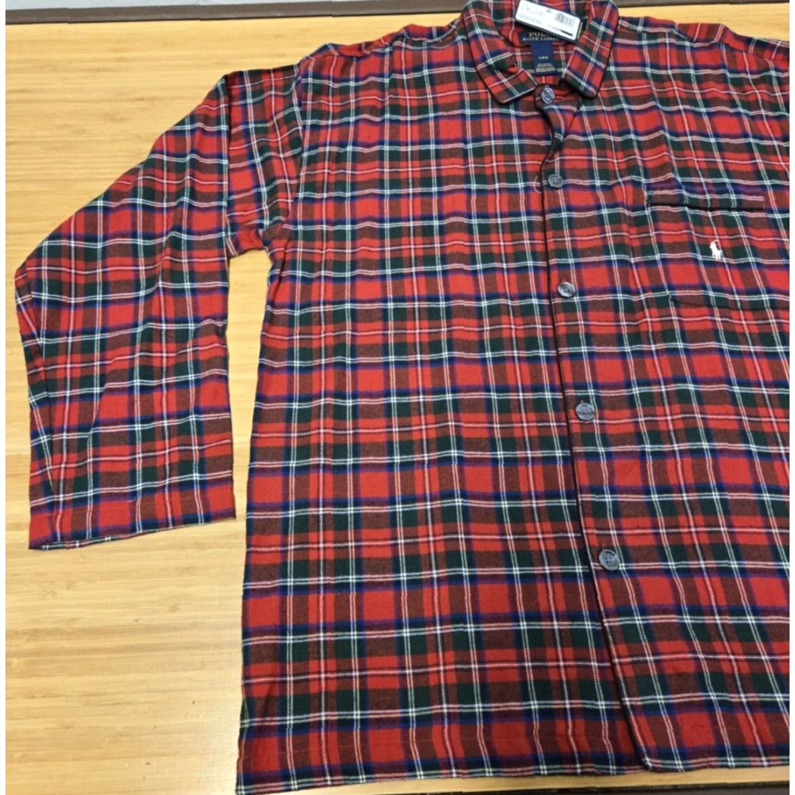 Polo Ralph Lauren Polo Ralph Lauren Pajama Top Shirt Long Sleeve Red Plaid Embroidered Logo 100% Cotton Flannel Large Mens Button Up Pajama Top Size US L / EU 52-54 / 3 - 3 Thumbnail