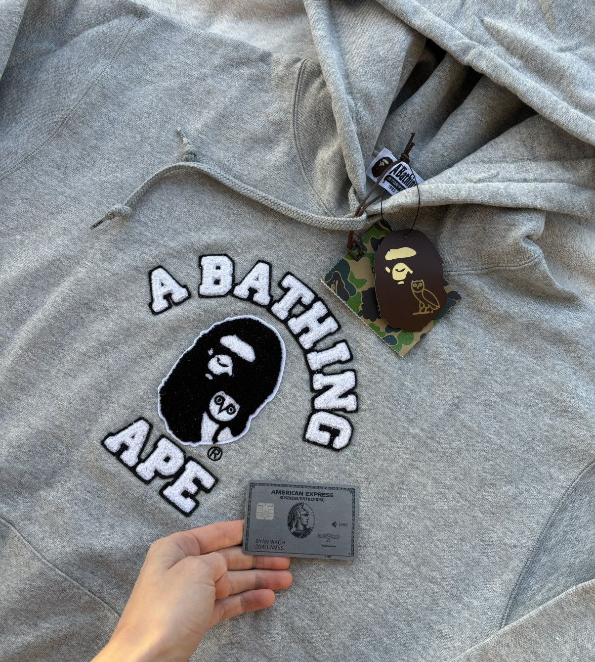 Bape × October's Very Own Bape x OVO Grey College Logo Hoodie Size US XXL / EU 58 / 5 - 2 Thumbnail