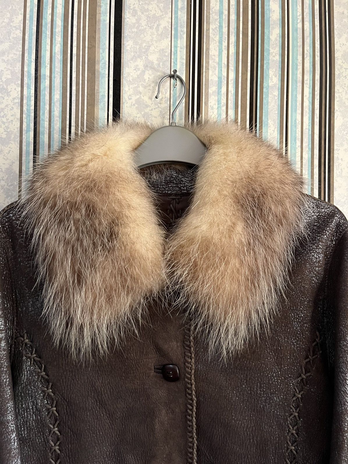 14th Addiction 1990s white bear corp fur leather boho shearling jacket #C1 Size M / US 6-8 / IT 42-44 - 6 Thumbnail
