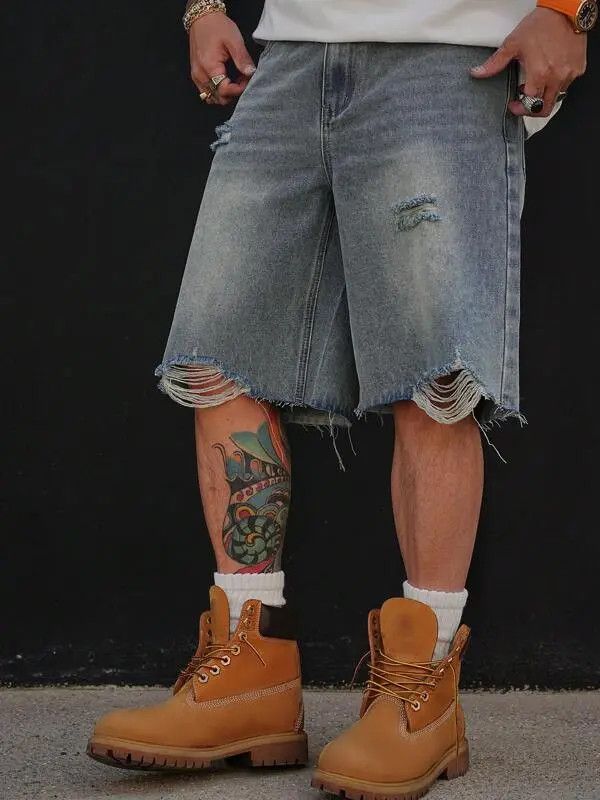 Jean Mizuho x Yuko RIPPED washed denim jeans shorts jorts Size US 33 - 5 Thumbnail