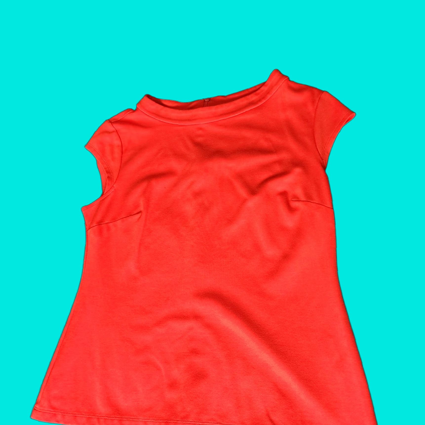 Avenue 7th Avenue Design Studio New York & Co Women Blouse Zip Sleeveless Round Neck Orange Red Polyester Lace XL SZ M Size M / US 6-8 / IT 42-44 - 1 Thumbnail