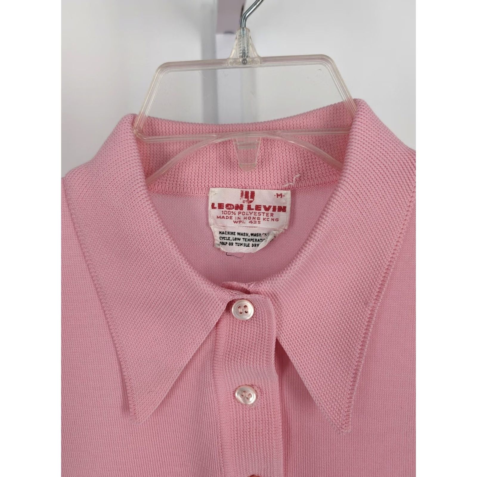 Vintage VINTAGE 70s Mod Rockabilly Pink Leon Levin Knit Polo Shirt M Rockabilly Shirt Mens Pink Polo Knit Leon Levin 1970s Size M / US 6-8 / IT 42-44 - 4 Thumbnail