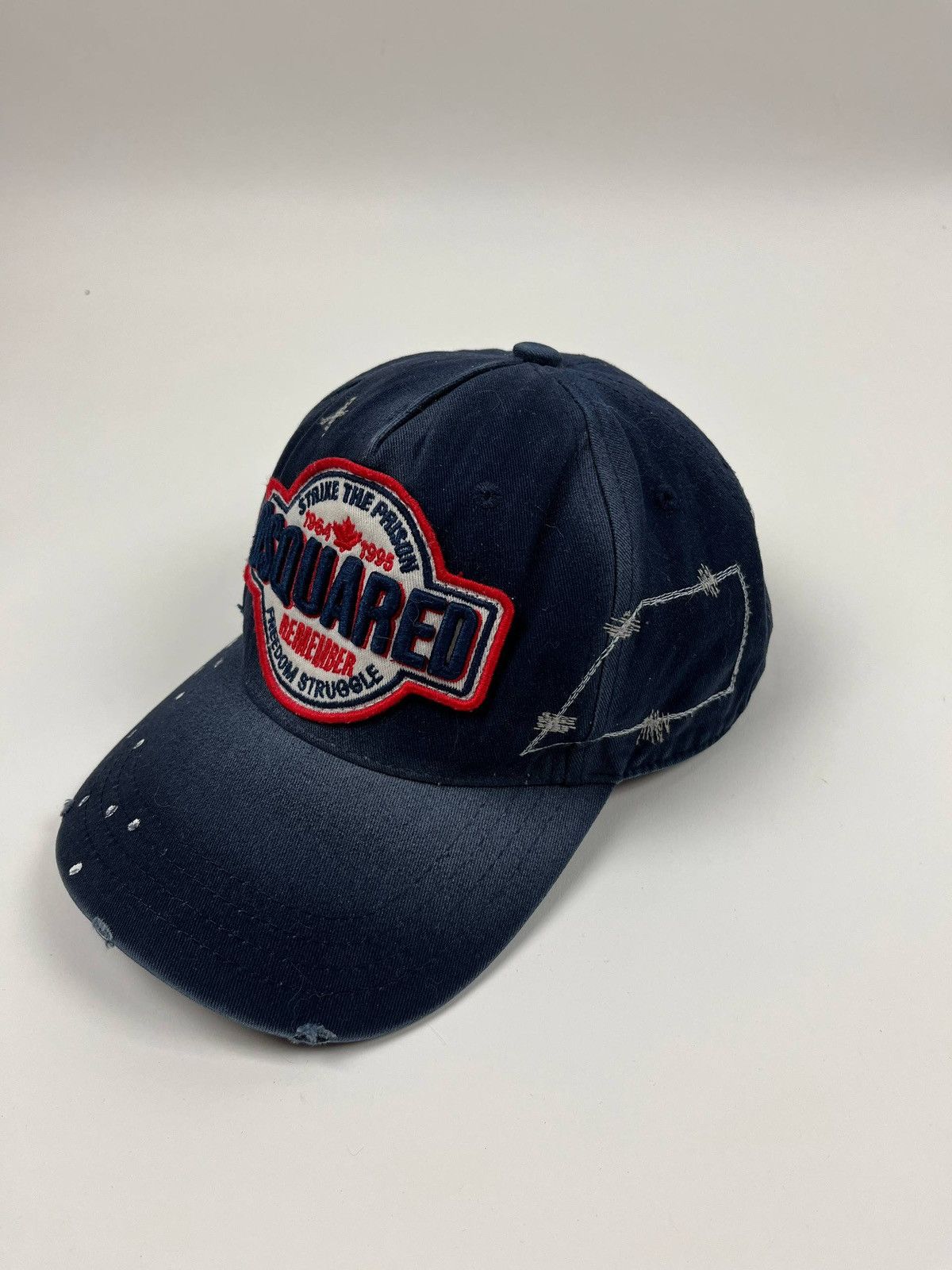 Dsquared2 Dsquared2 Distressed Baseball Cap Navy Blue Italy 🇮🇹 Y2K Size ONE SIZE - 3 Thumbnail