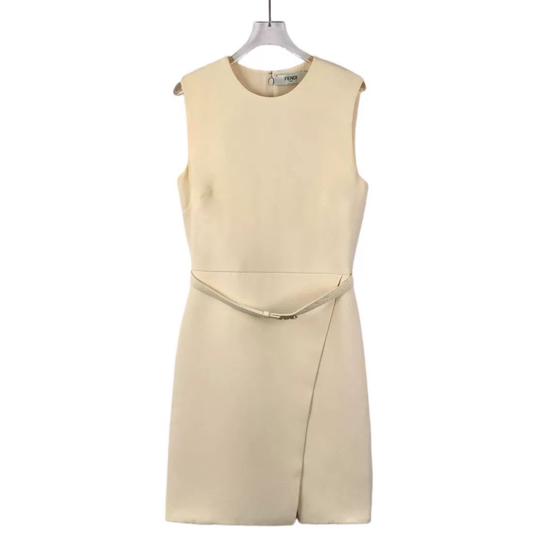 Fendi Fendi Beige Belted Wool Sleeveless Dress Size S / US 4 / IT 40 - 1 Thumbnail