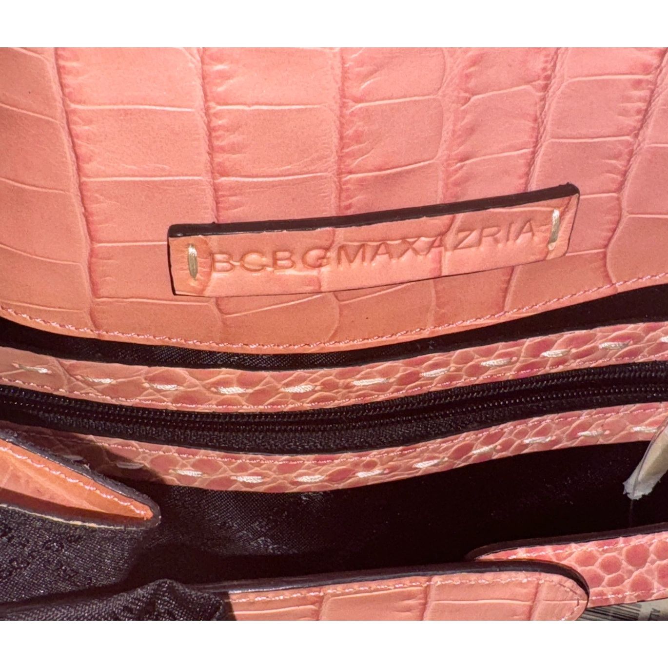 Bcbgmaxazria NWT NEW VTG BCBG MAXAZRIA Croc Embossed Bag Pink Silver Bag Size ONE SIZE - 13 Thumbnail