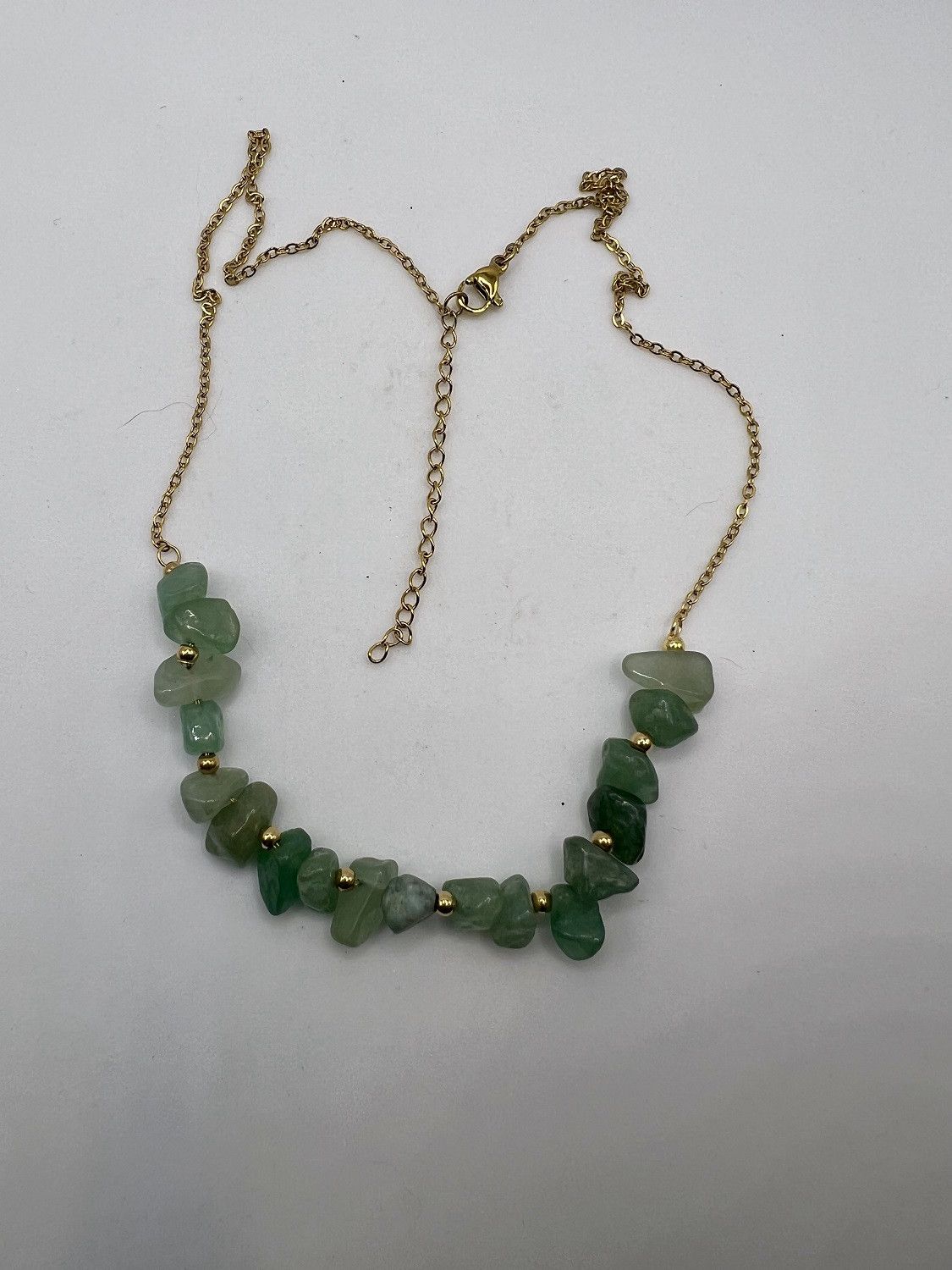 Handmade Green Jade Statement Gold Chain Necklace Size ONE SIZE - 4 Thumbnail