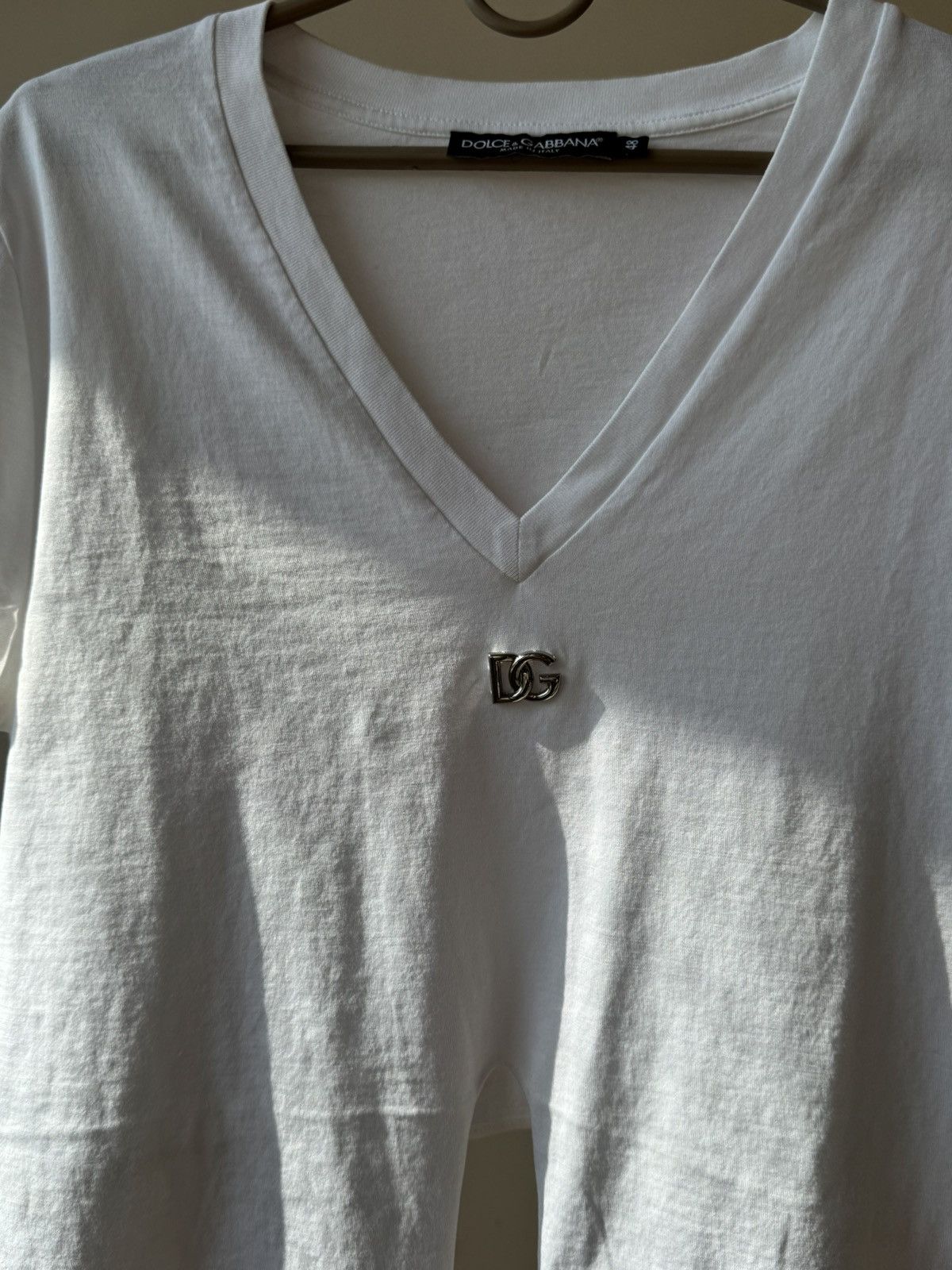 Dolce & Gabbana Dolce & Gabbana White Cropped Tie-Front Top Size XL / US 12-14 / IT 48-50 - 8 Thumbnail