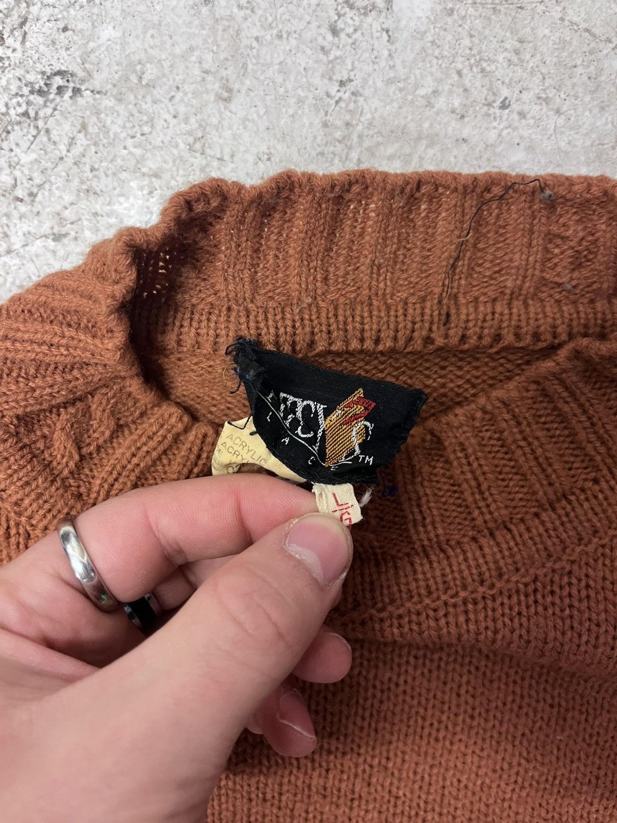 Vintage Vintage burnt orange flower knit sweater Size L / US 10 / IT 46 - 3 Thumbnail