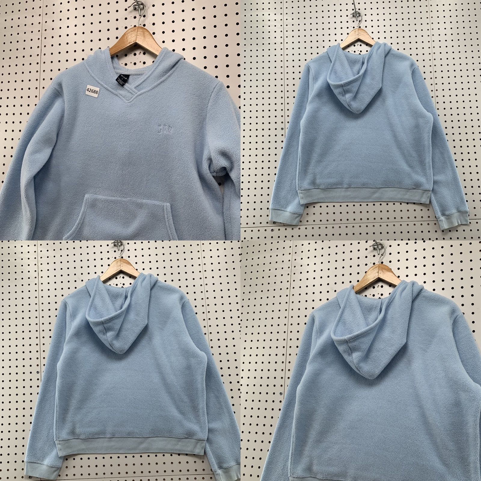 Gap VINTAGE Gap Hoodie Sweatshirt Women Large Fleece Light Blue Long Sleeve Pullover Size L / US 10 / IT 46 - 8 Thumbnail