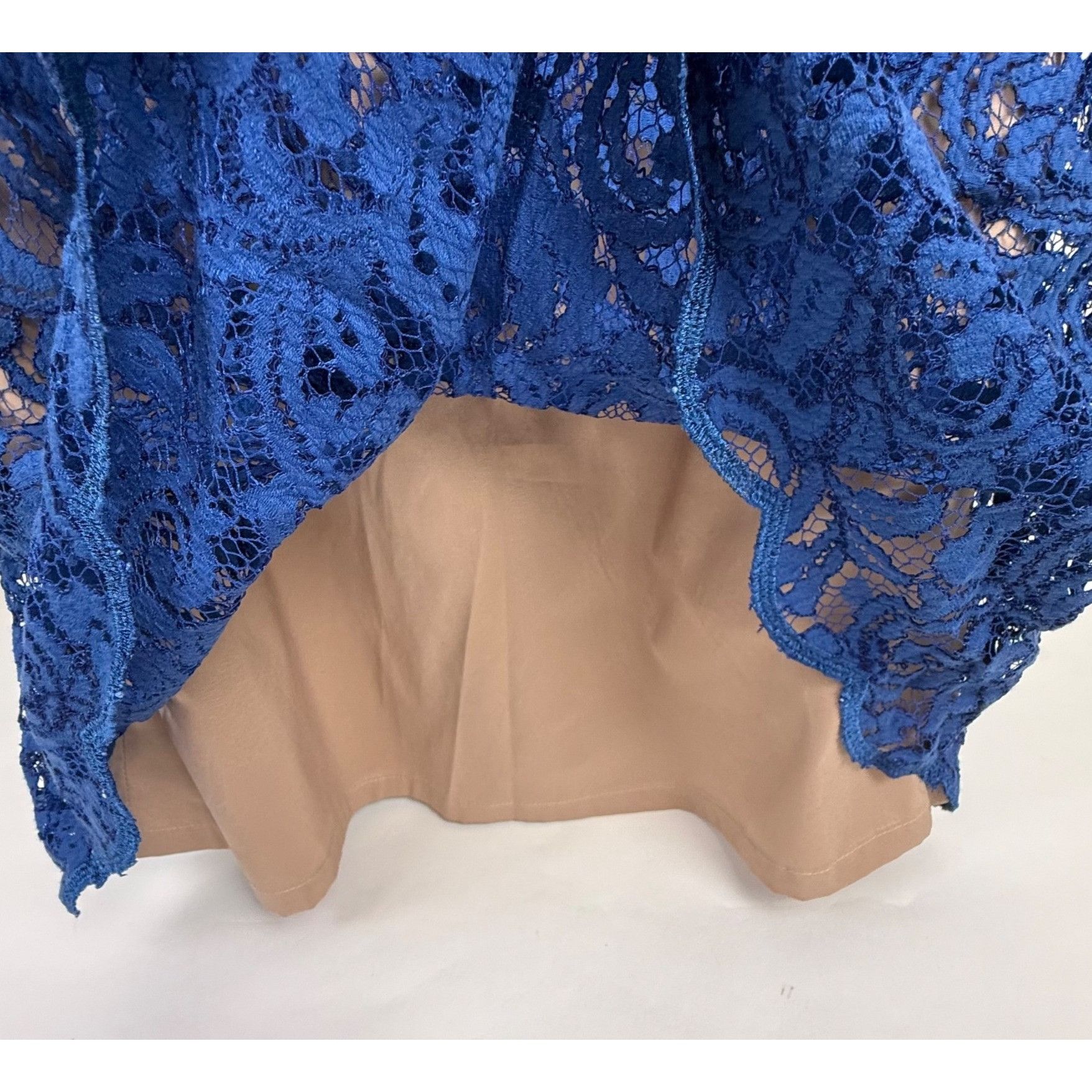Adrianna Papell Adrianna Papell Blue Lace Cocktail Dress Lined Cap-Sleeves S Size M / US 6-8 / IT 42-44 - 4 Thumbnail