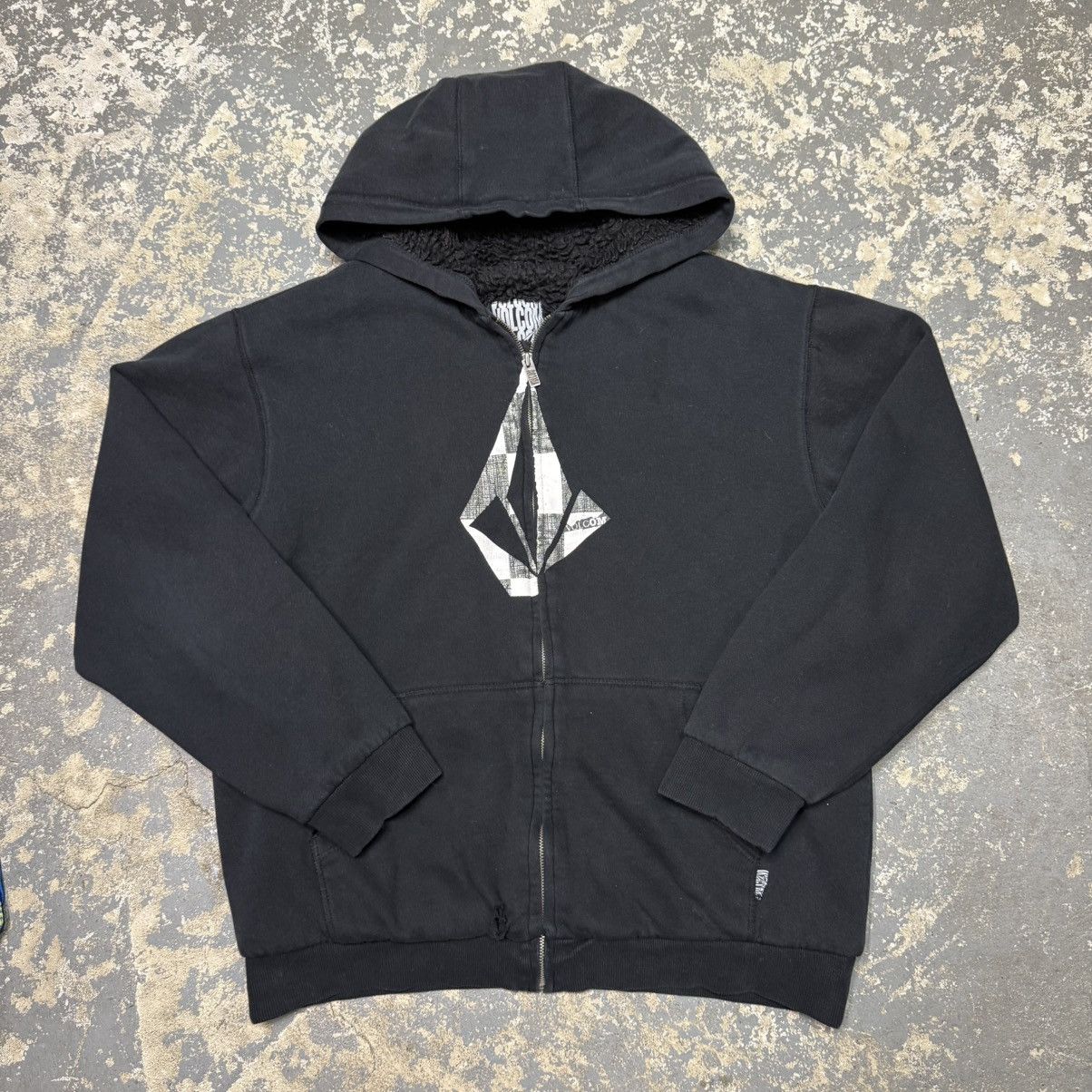 Volcom Vintage Volcom Furry Fuzzy Black Graphic 90s Zip Up Hoodie Size US L / EU 52-54 / 3 - 1 Thumbnail