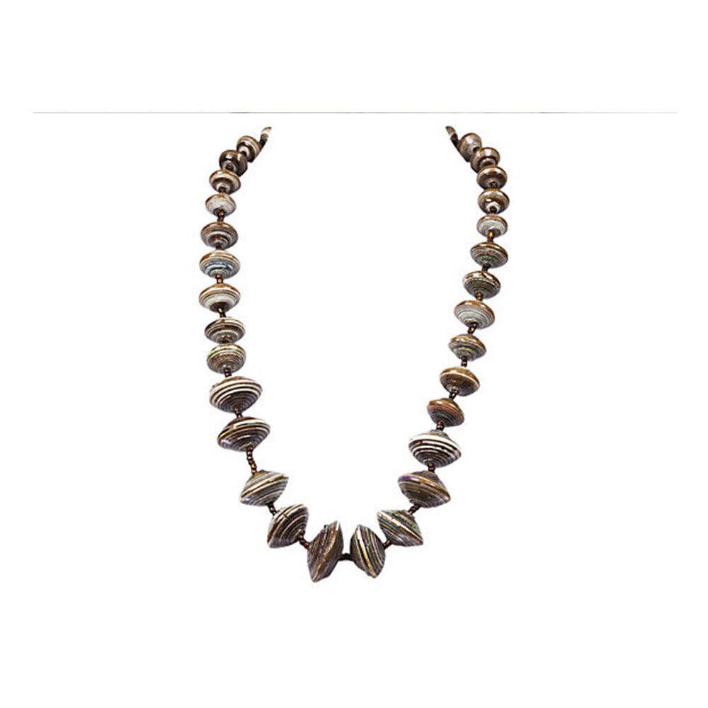 Designer Graduated Hand Made Papier Mâché Beaded Necklace Size ONE SIZE - 1 Thumbnail