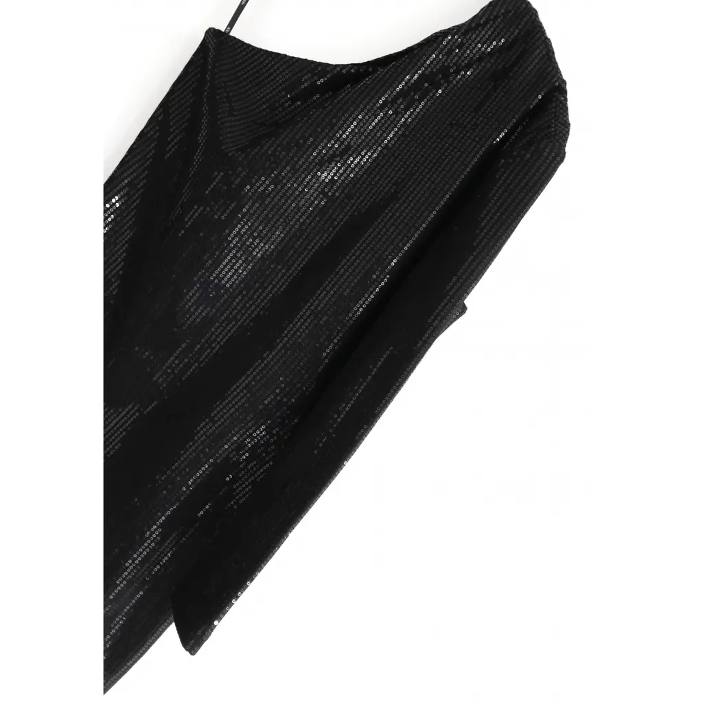 Solace London Solace London Zuri Black Sequin One Shoulder Mini Dress Size M / US 6-8 / IT 42-44 - 3 Thumbnail