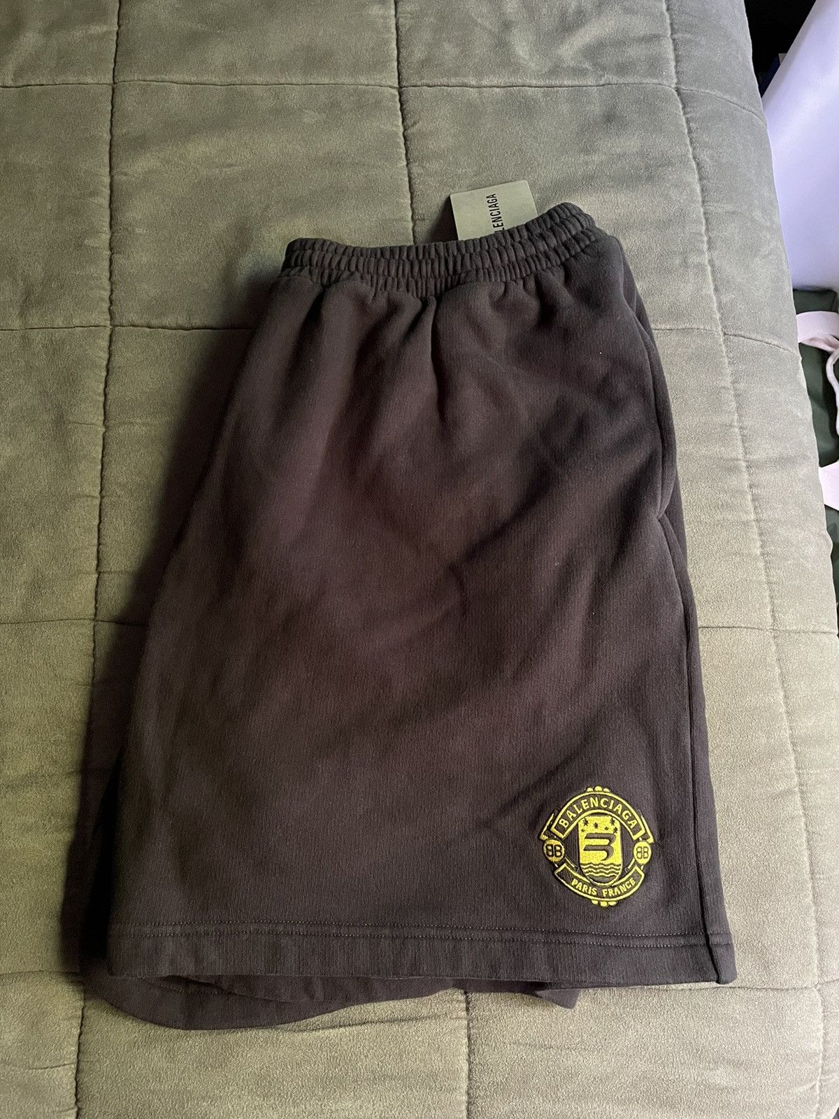 image of Balenciaga Black Embroidered Soccer Shorts, Men's (Size 34)