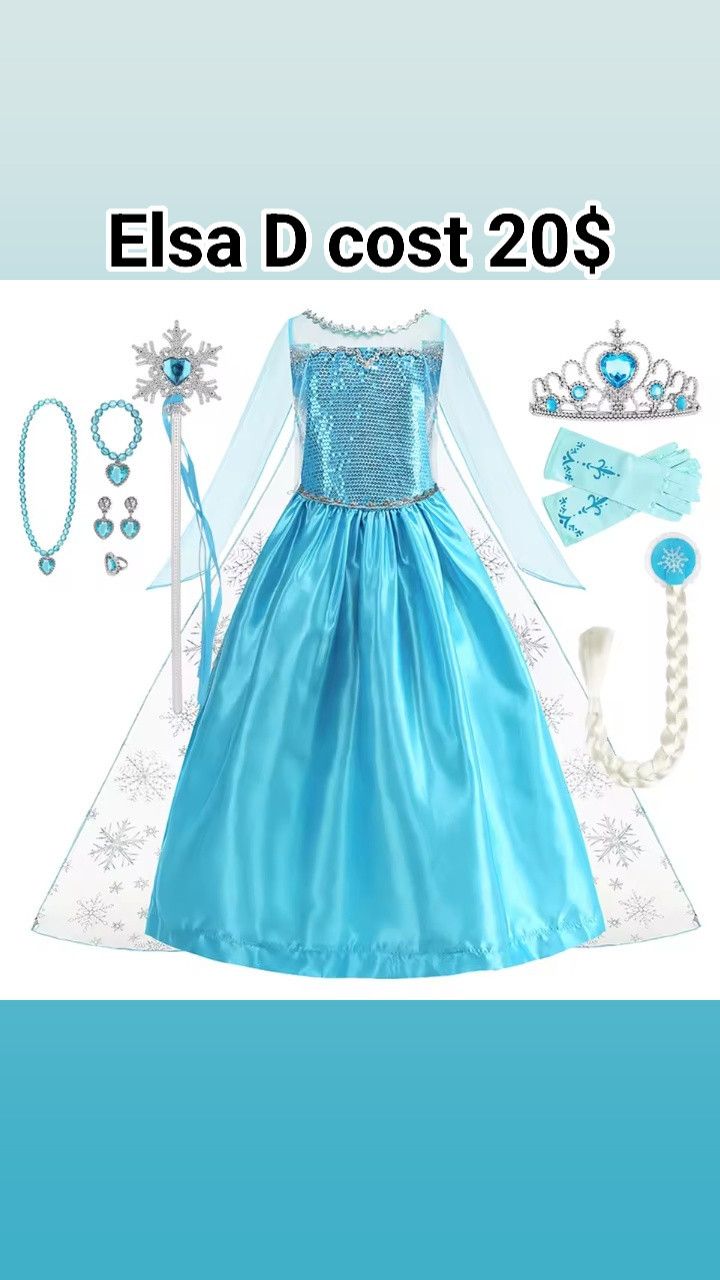 Disney Disney Frozen Elsa Snow Queen Princess Dress Halloween Kids Size ONE SIZE - 4 Thumbnail