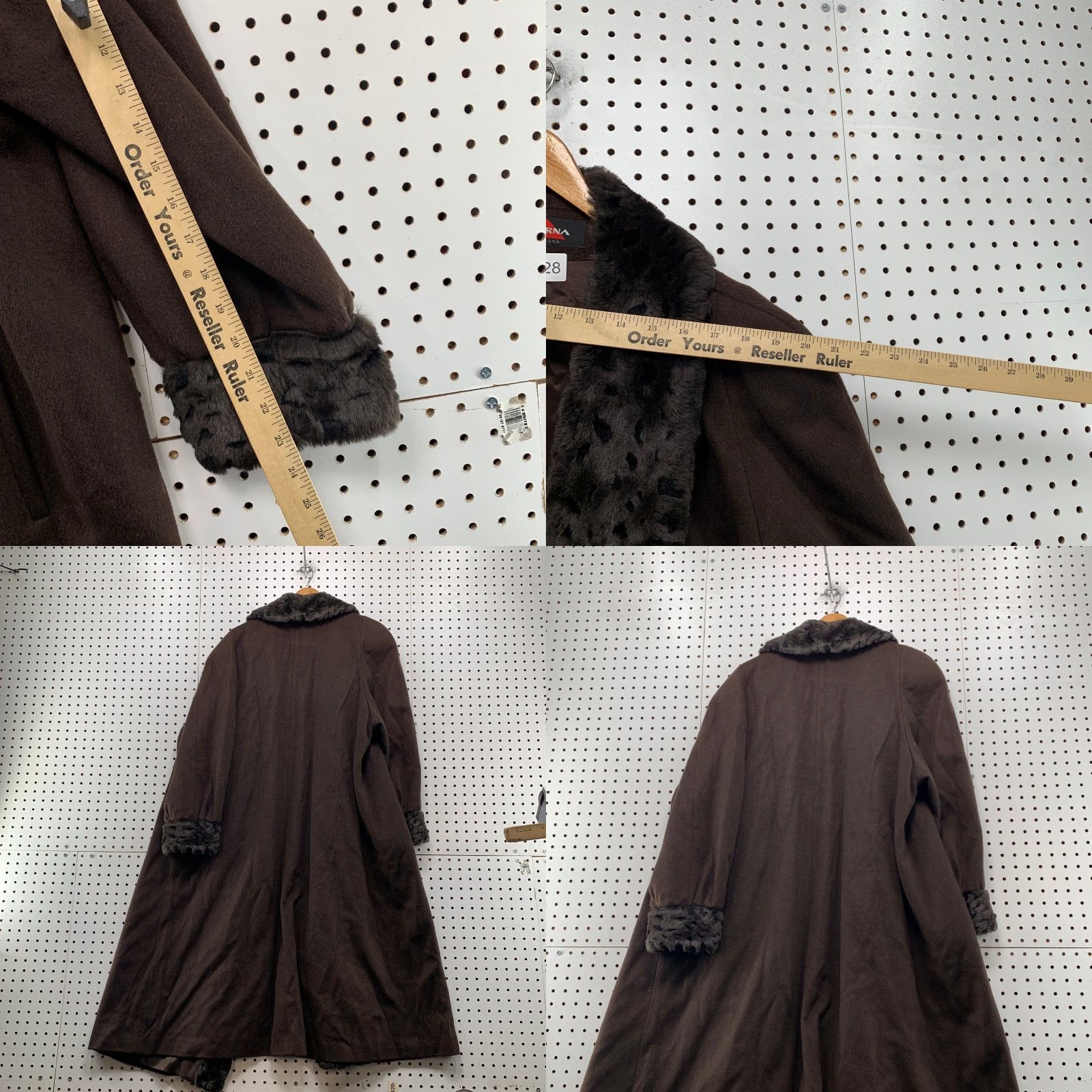 Penn VINTAGE Alorna Wool Coat Womens XL Brown Faux Fur Overcoat Size XL / US 12-14 / IT 48-50 - 9 Thumbnail