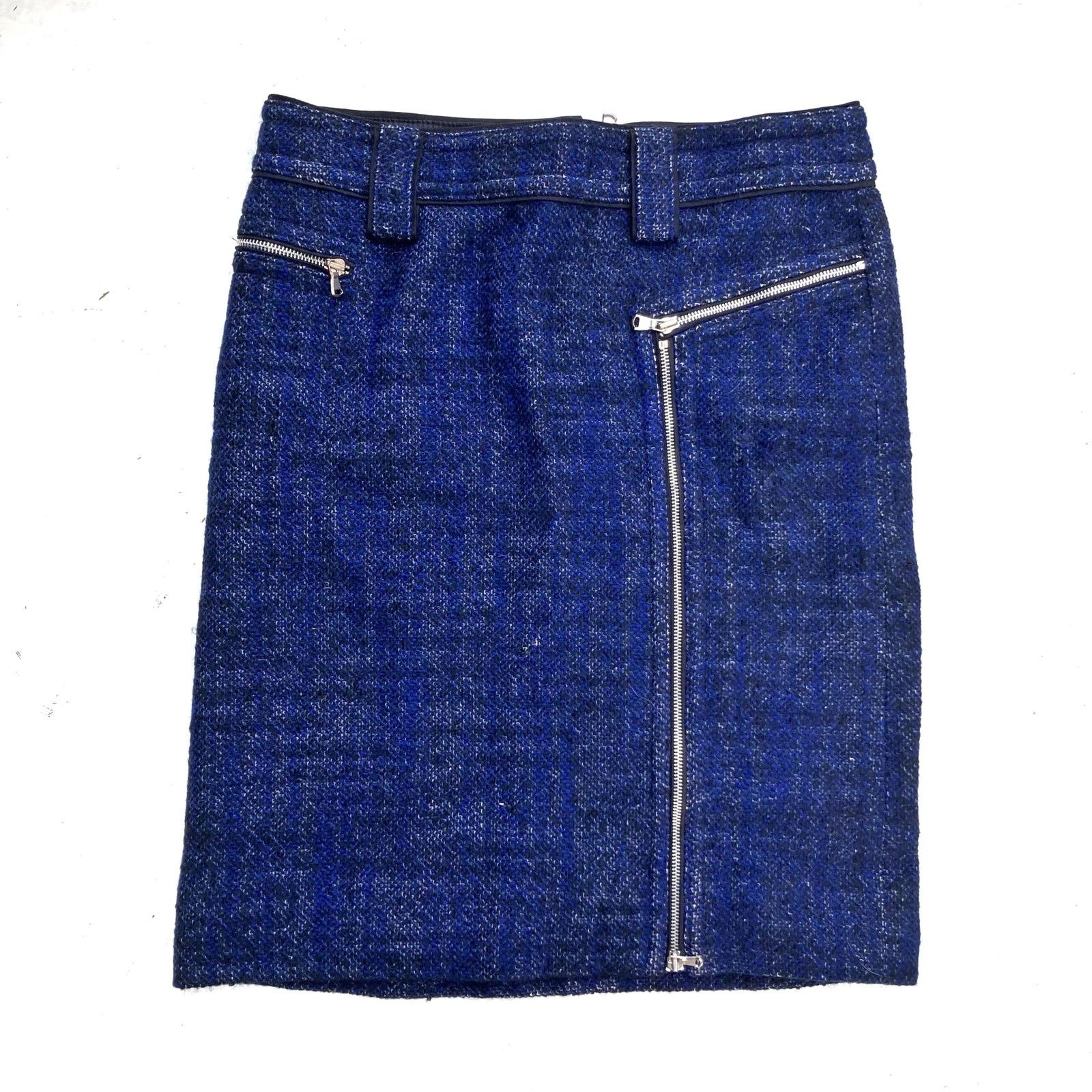 Marc Jacobs Marc by Marc Jacobs Y2K Indigo Wool Moto Zip Skirt Sz 12 Size 34" / US 12 / IT 48 - 6 Thumbnail