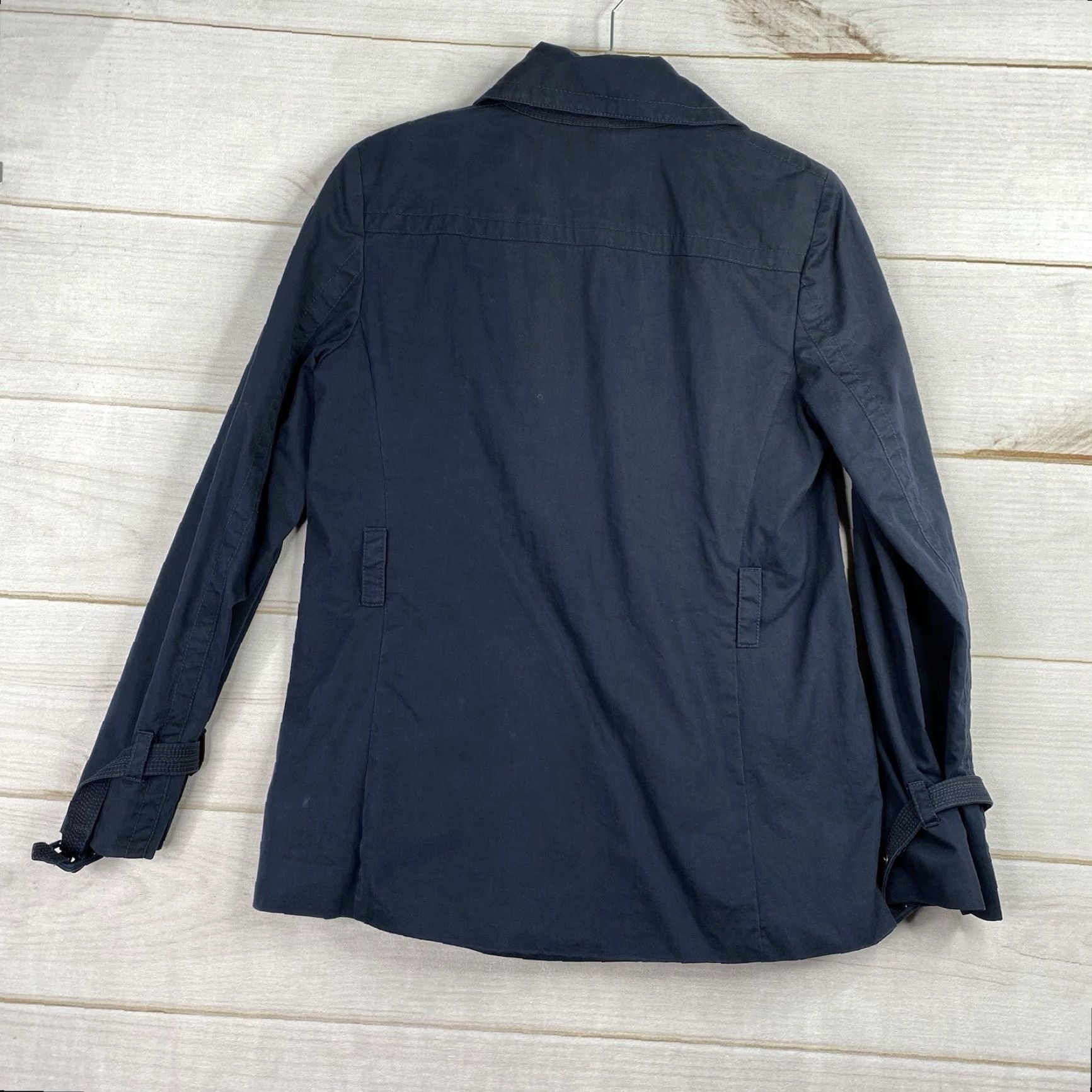 J.Crew J. CREW Jacket Womens 8 Navy Blue Button Up Pockets Buckle Sleeve Cotton Nylon | Vintage? No Size M / US 6-8 / IT 42-44 - 7 Thumbnail