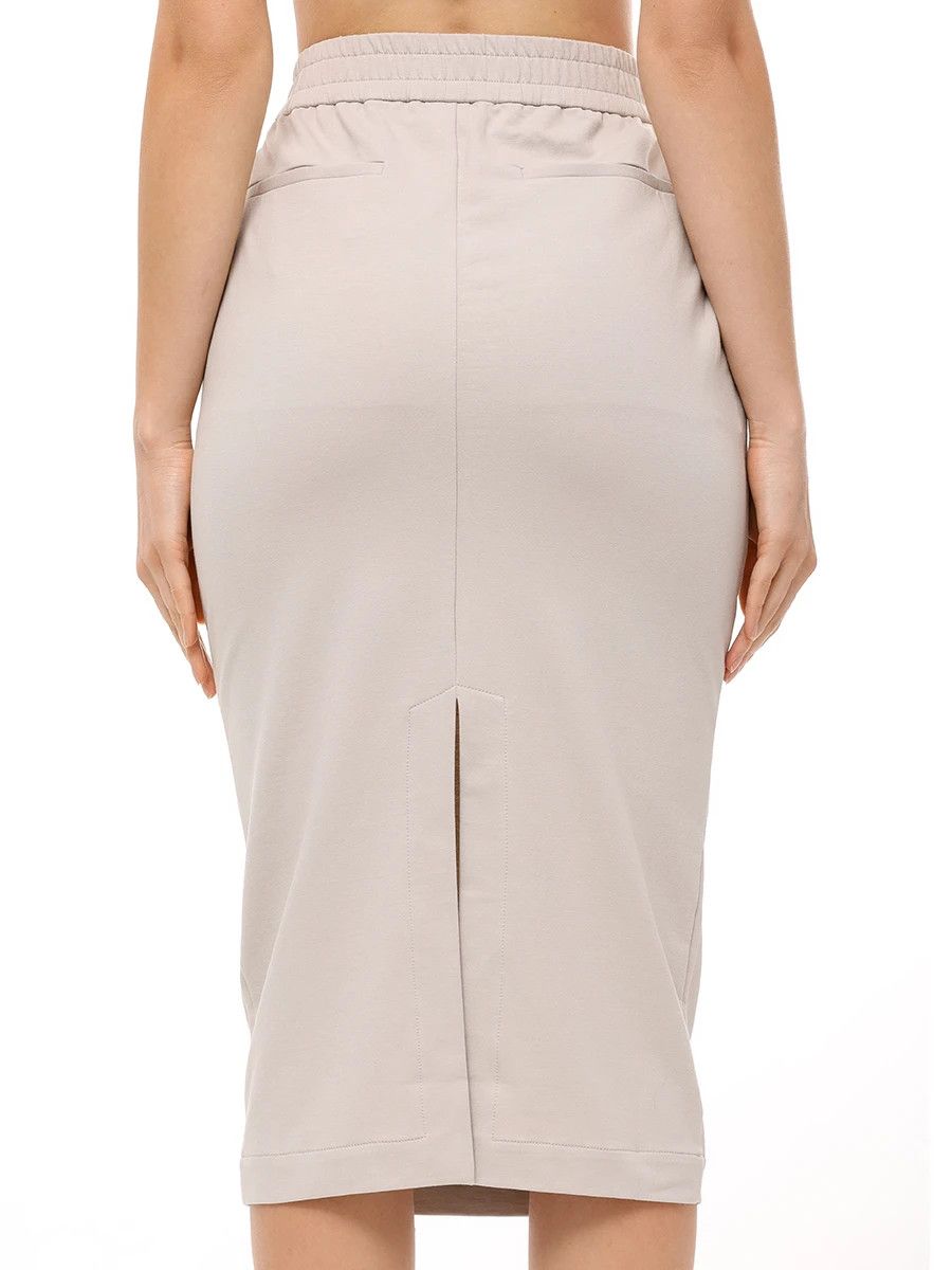 Brunello Cucinelli o1y0725 Midi Skirt in Sand Size 26" / US 2 / IT 38 - 5 Thumbnail