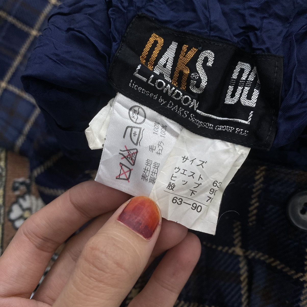 DAKS × Vintage Vintage 90s DAKS LONDON ENGLAND Brand Check Tartan Blue Size US 26 / EU 42 - 6 Thumbnail