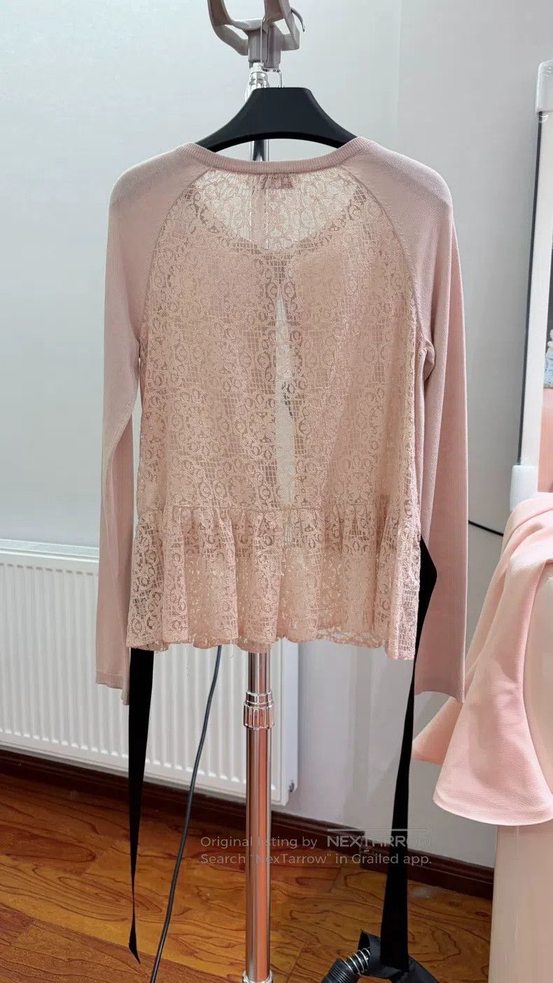 Valentino Valentino Pink lace patchwork knitted cardigan Size XS / US 0-2 / IT 36-38 - 5 Thumbnail