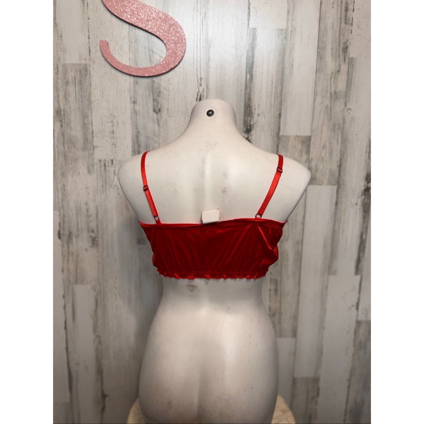 Other BP. Red Satin Crop Top Small | Adjustable Spaghetti Strap Cami Bralette Size S / US 4 / IT 40 - 4 Thumbnail