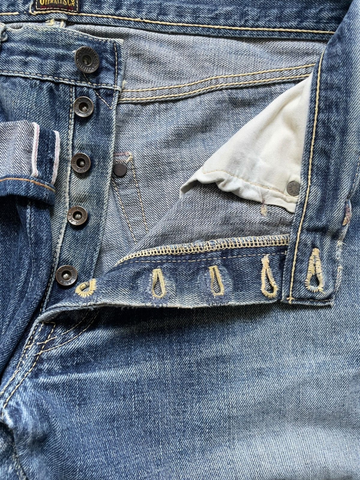 The Real McCoy's Vintage 80s Real Mc Coy Selvedge Distressed Loose Baggy Jean Size US 33 - 4 Thumbnail