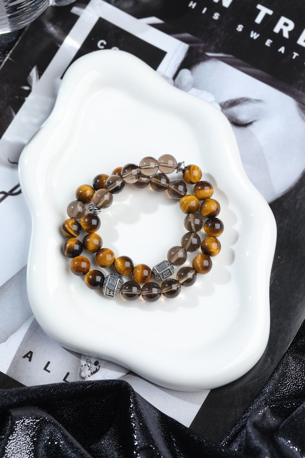 Other Tea Crystal & Tiger Eye Double Circle Bracelet Size ONE SIZE - 3 Thumbnail