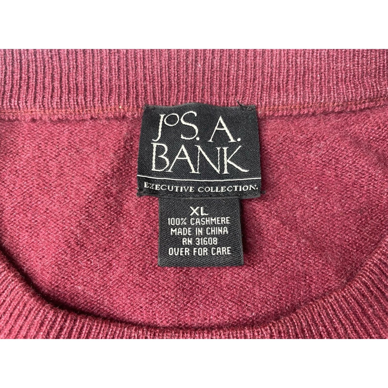 Jos. A. Bank Executive Collection JOS A. BANK 100% Cashmere Crew Sweater Burgundy Men’s Large Size US XL / EU 56 / 4 - 3 Thumbnail