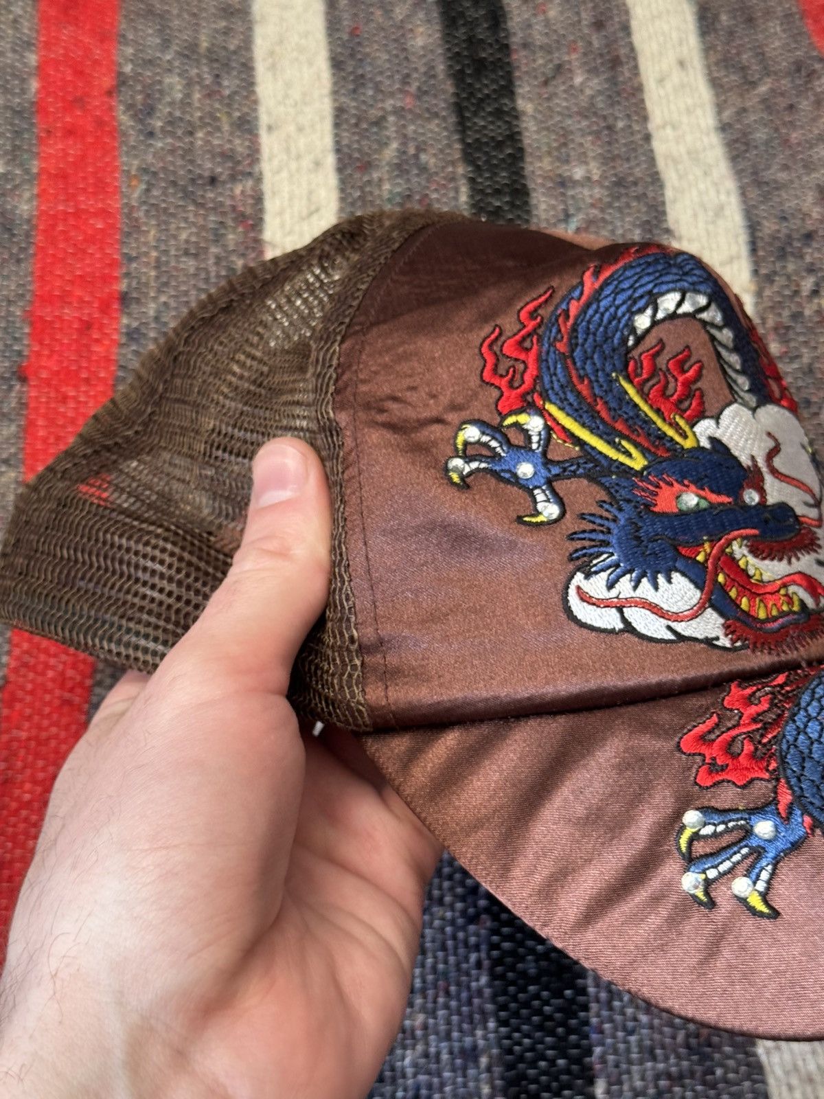 Ed Hardy Vintage Ed Hardy y2k Brown Nylon Japanese Trucker Hat Size ONE SIZE - 9 Thumbnail