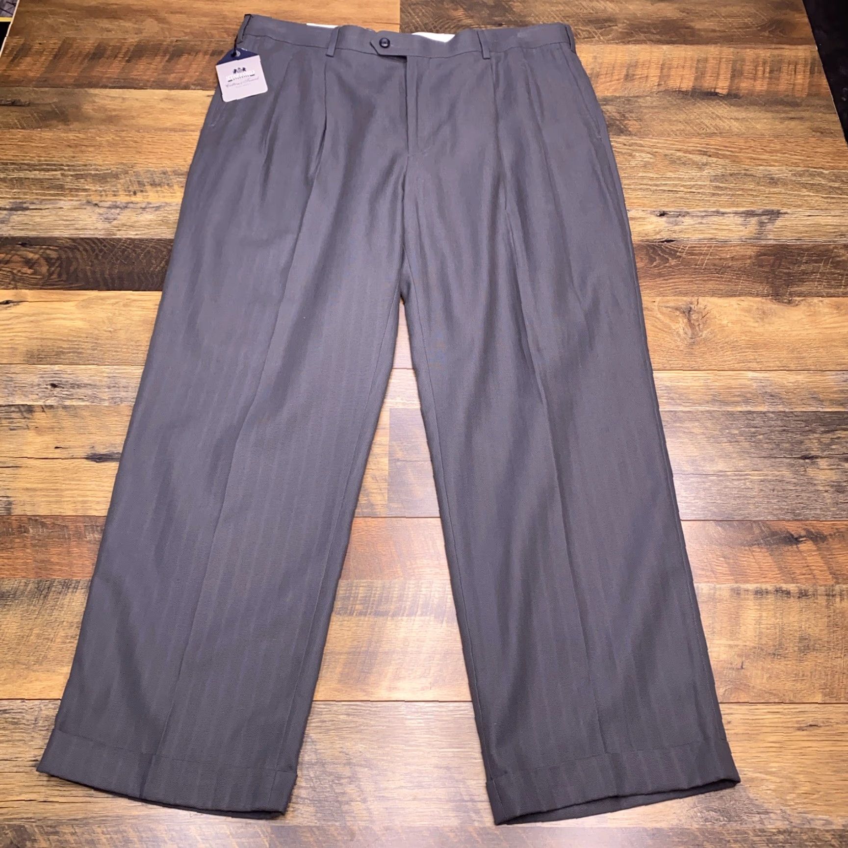 Stafford Stafford Pants Dress Pants 40x30 Gray Cotton Tencel Pleated Cuffed New Classic Men Regular Shirt? Size US 40 / EU 56 - 2 Thumbnail