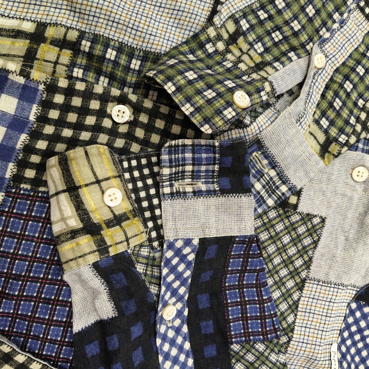 Japanese Brand Vintage 90's Japanese Papas Patchwork Button Up Shirt Size US M / EU 48-50 / 2 - 12 Thumbnail