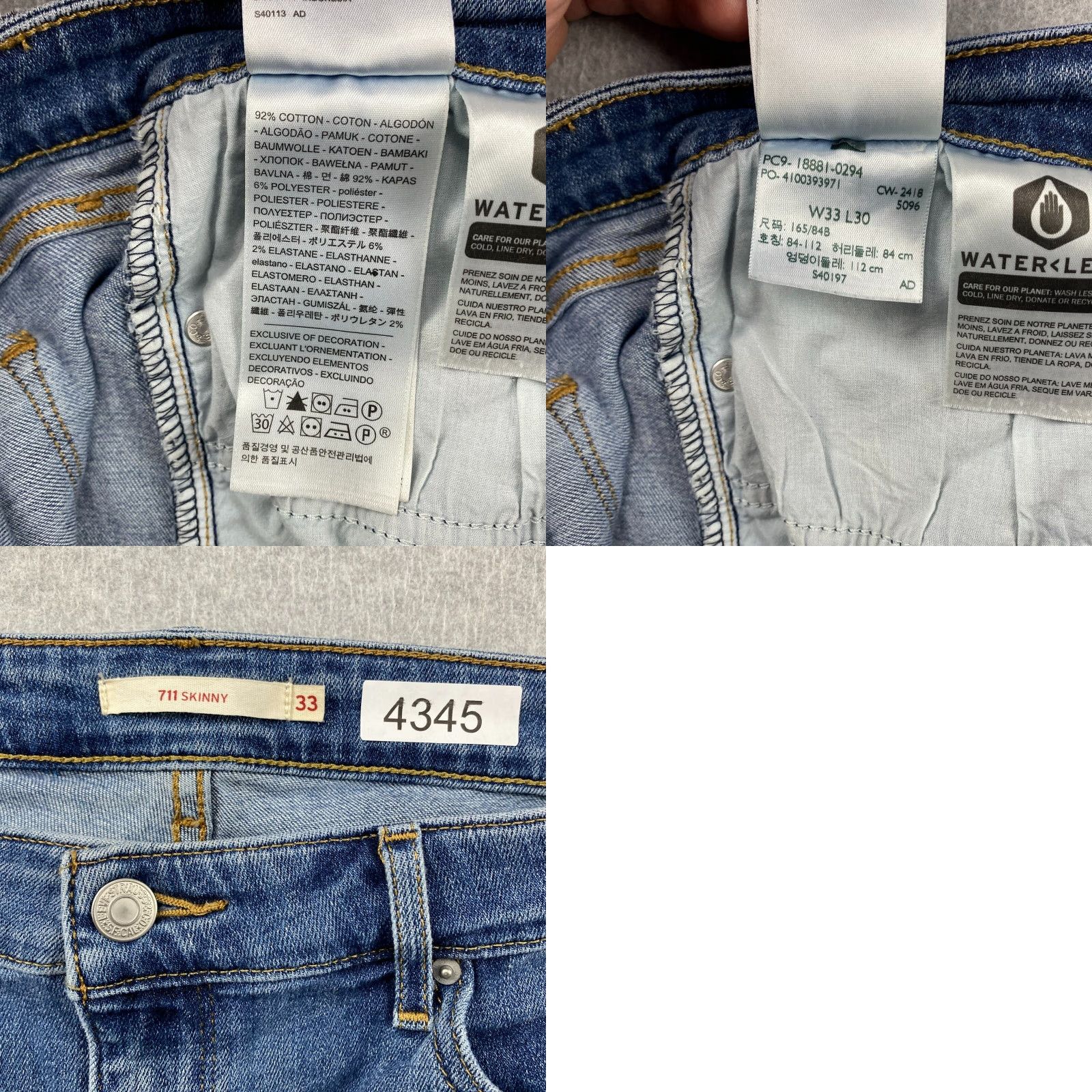 Levi's VINTAGE Levi's 711 Denim Jeans Womens Skinny 36 XS? Size 25" / US 0 / IT 36 - 10 Thumbnail