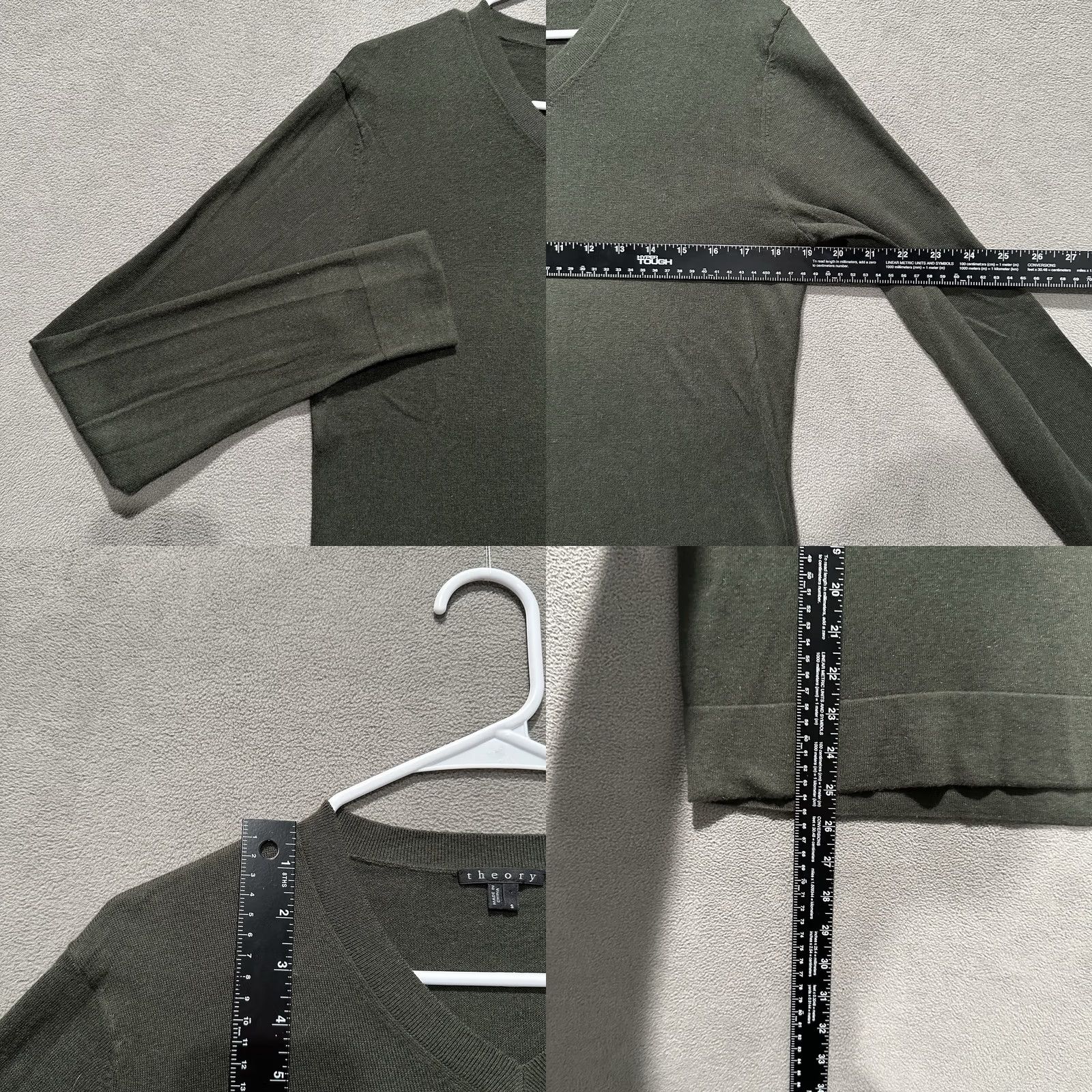 Theory Theory Sweater Mens Small Green Cotton Cashmere V-Neck Long Sleeve Shirt EUC Size US S / EU 44-46 / 1 - 8 Thumbnail