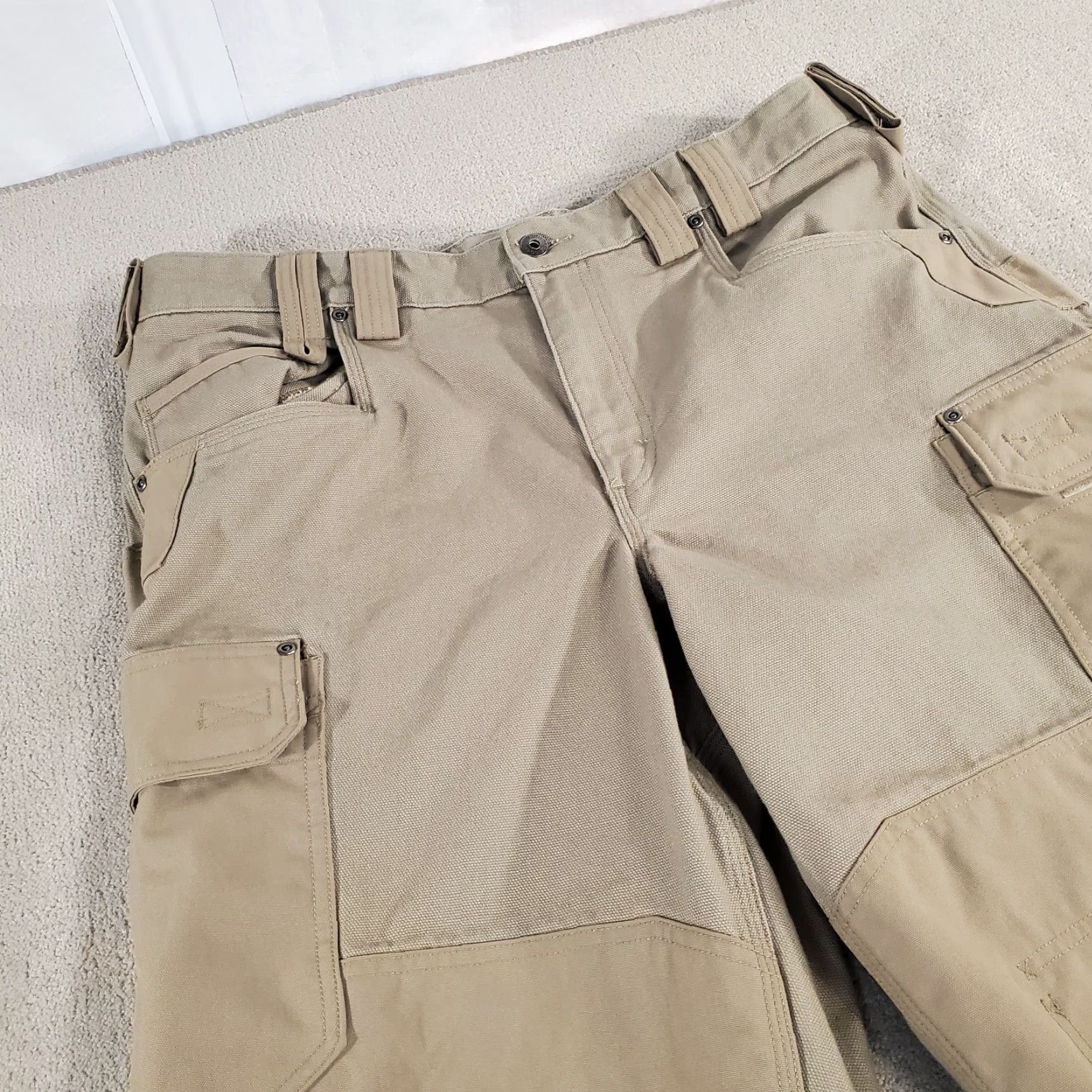 Doublet Duluth Trading Pants Mens 38x30 Beige Double Knee Cargo Work Wear Canvas 95209 Size US 38 / EU 54 - 2 Thumbnail