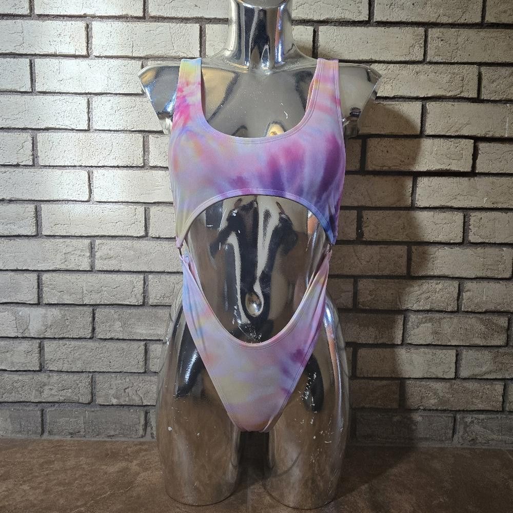 Fashion Nova Multicolored Tie Dyed FN Monokini Size ONE SIZE - 1 Thumbnail