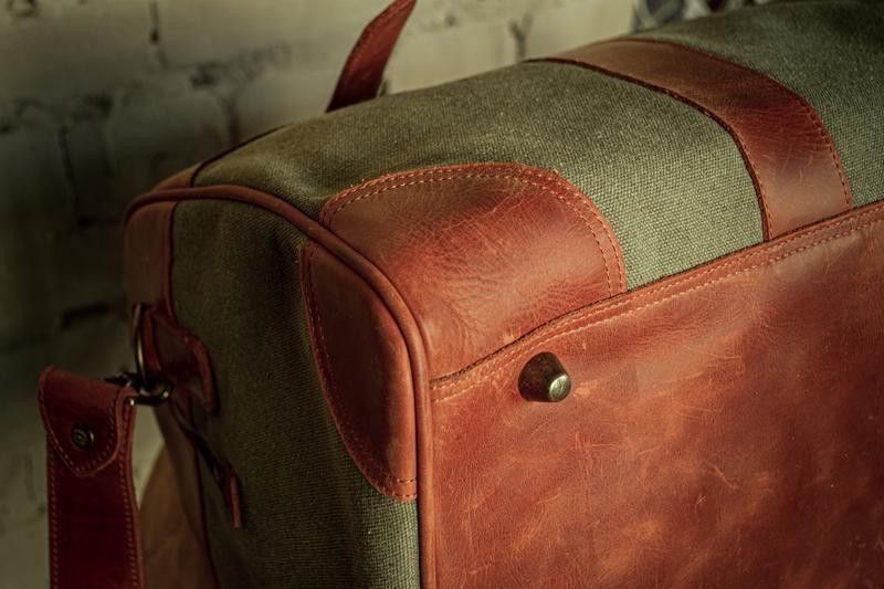 Handmade Genuine leather and thick canvas. Leather Weekender Size ONE SIZE - 5 Thumbnail