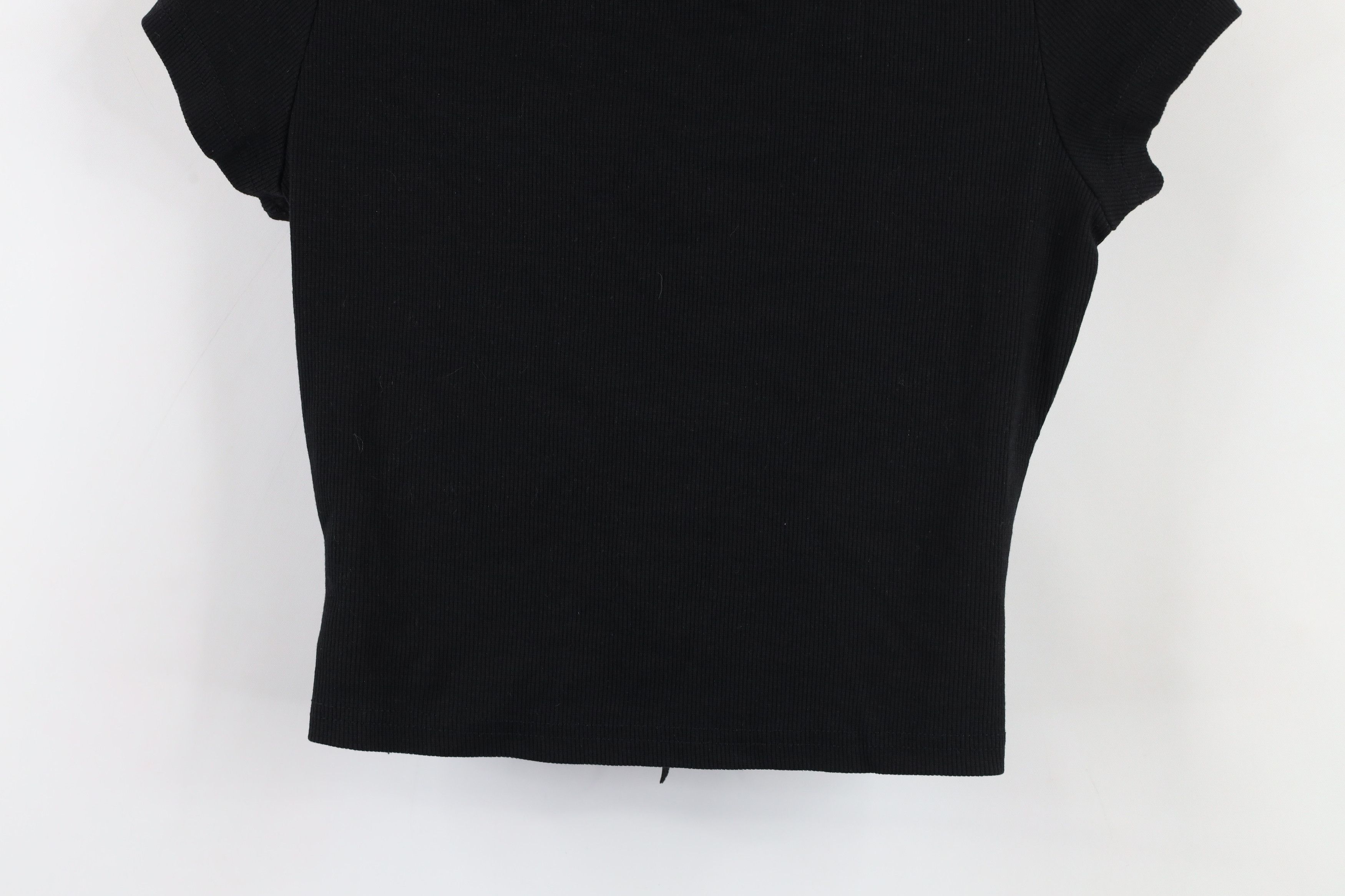 Vintage Vintage 90s Y2K Babydoll Ribbed Lace Tie Bella T-Shirt Black Size L / US 10 / IT 46 - 9 Thumbnail