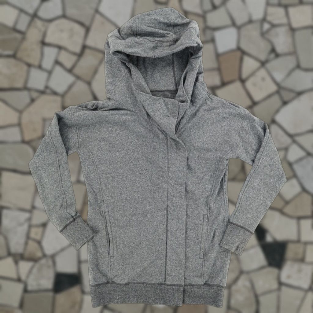 VINTAGE Lululemon Wrap Up Hooded Heather Gray Jacket Women 6 Gray Women's 6 Hoodie Jacket Activewear