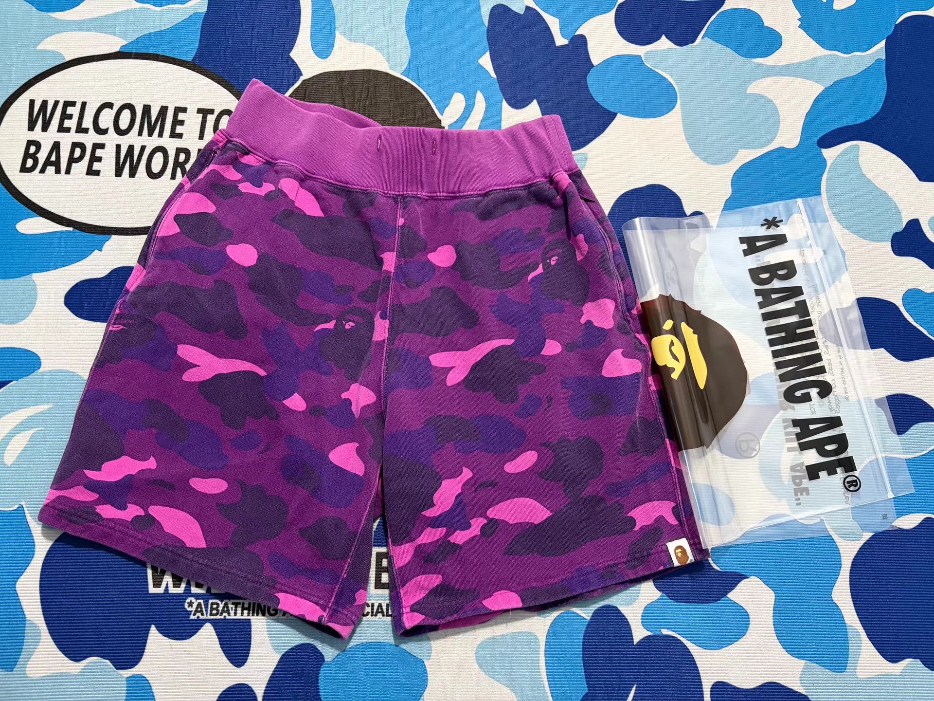 Bape Bape Purple Camo Shorts Size US 31 - 1 Thumbnail
